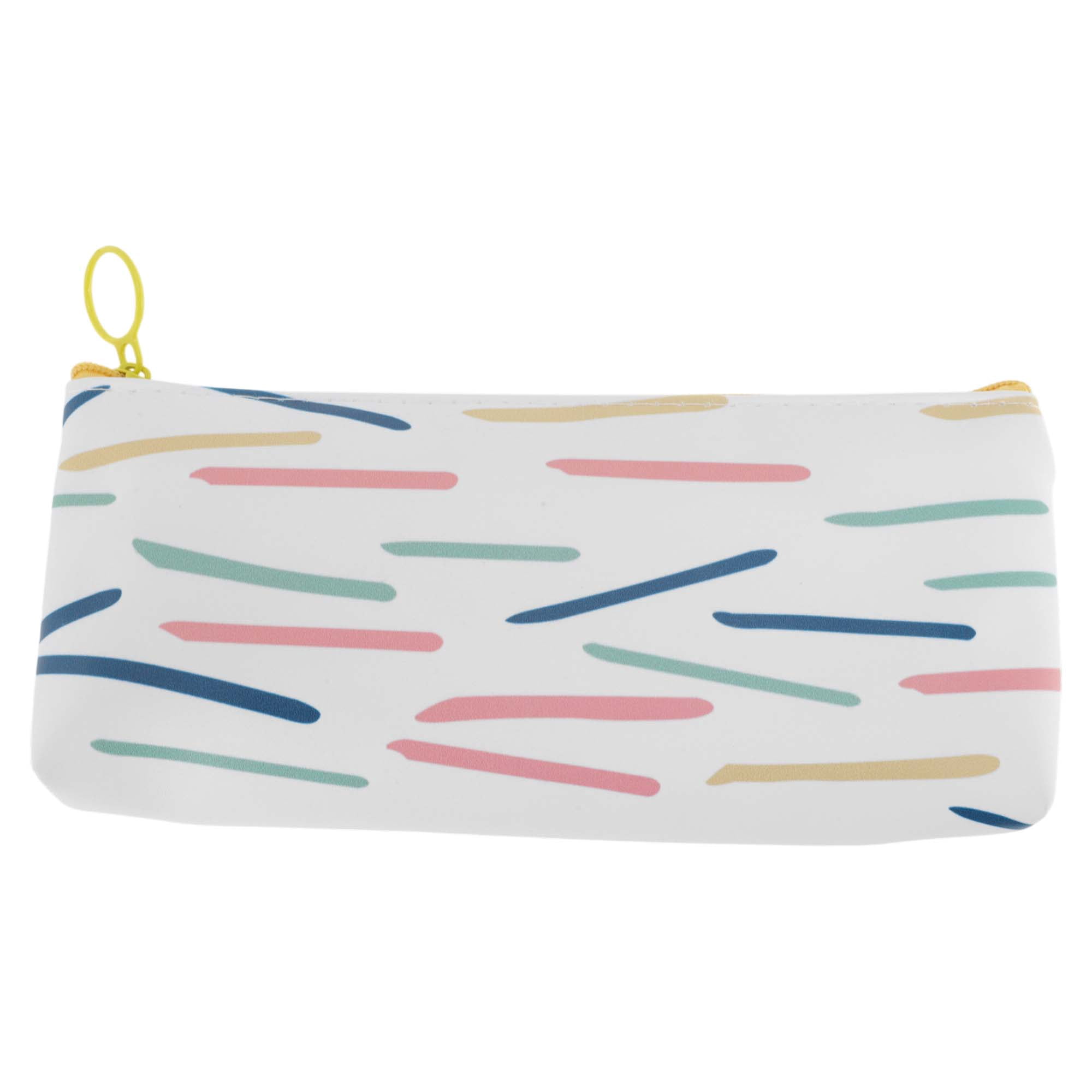 Unique Bargains Art Pattern Stationery Bag with Zipper Gold Christmas Tree Stripe