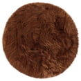 thumbnail image 1 of Unique Bargains Artificial Animal Wool Soft Faux Fur Sheepskin Plush Area Rug Brown 3x3 Feet Round, 1 of 8