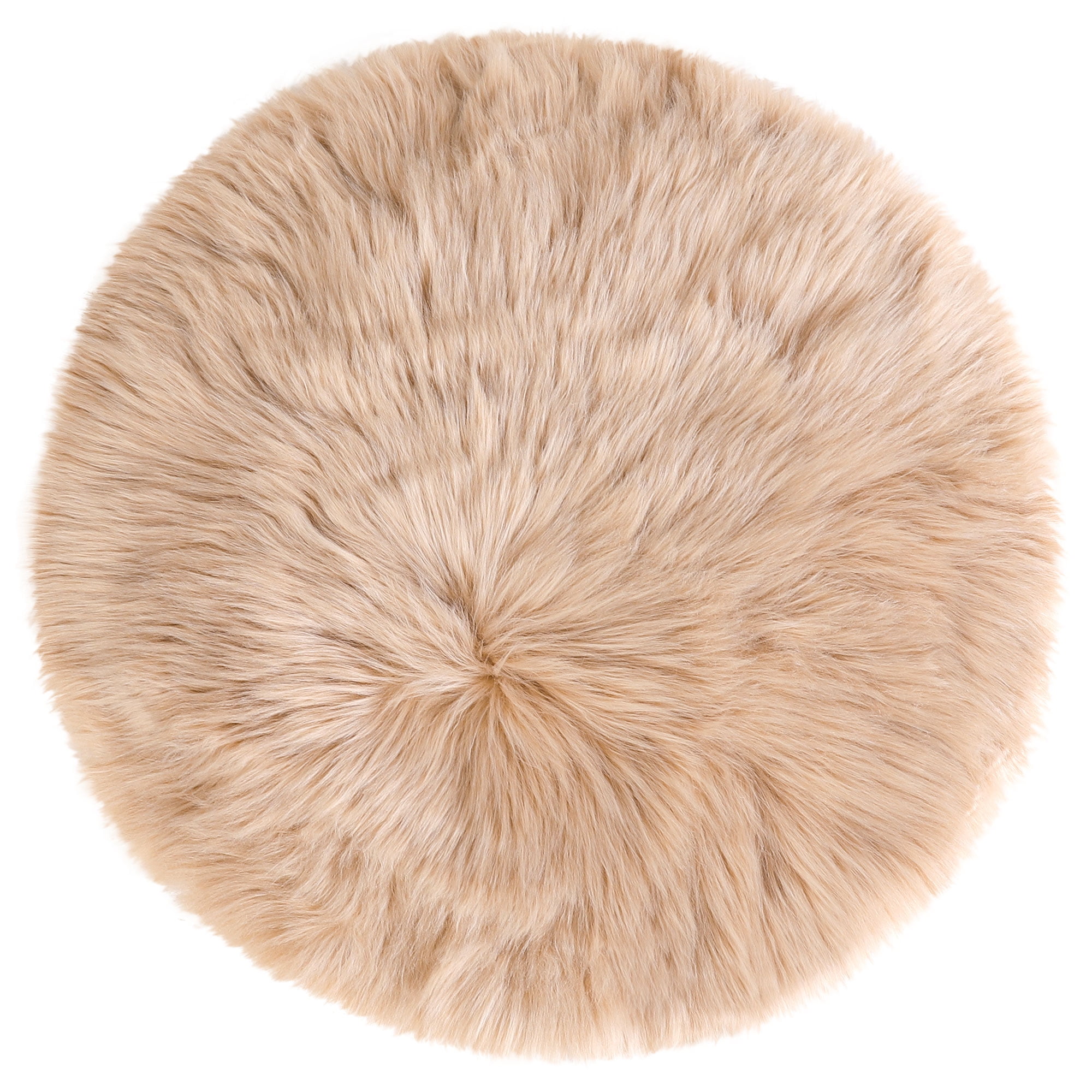Unique Bargains Artificial Animal Wool Soft Faux Fur Sheepskin Plush Area Rug Khaki 3x3 Feet Round