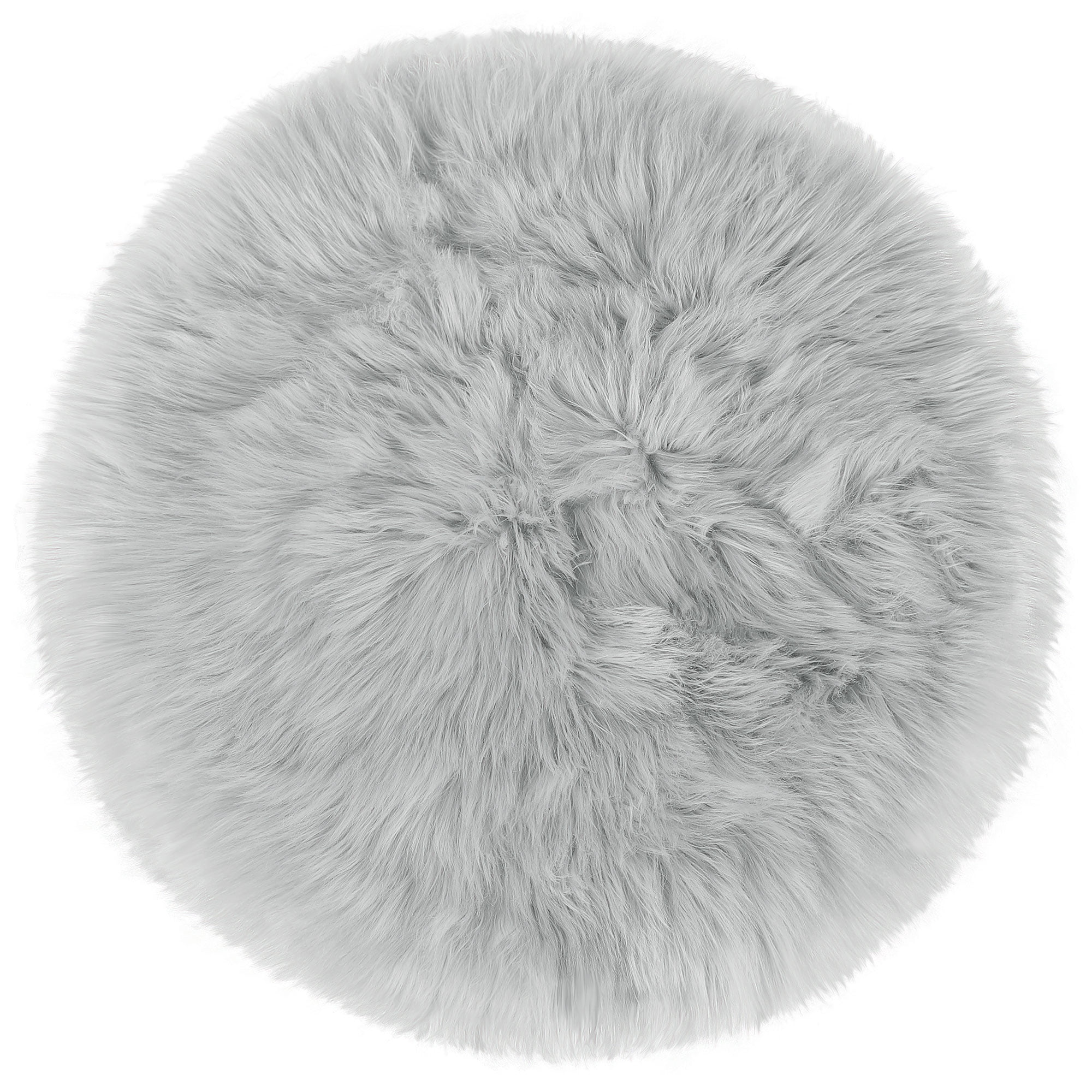 Unique Bargains Artificial Animal Wool Soft Faux Fur Sheepskin Plush Area Rug Light Gray 2x2 Feet Round