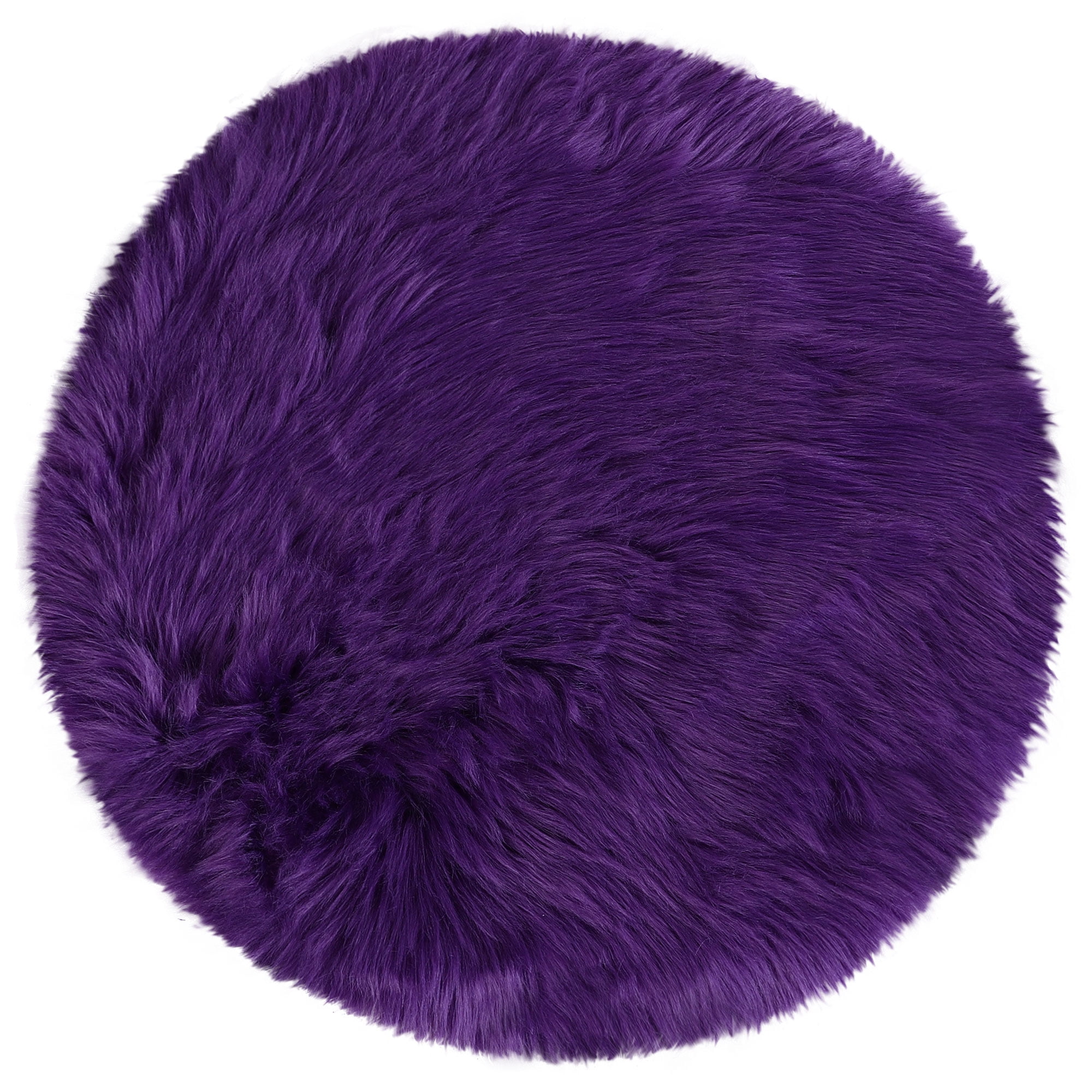 Unique Bargains Artificial Animal Wool Soft Faux Fur Sheepskin Plush Area Rug Purple 2x2 Feet Round
