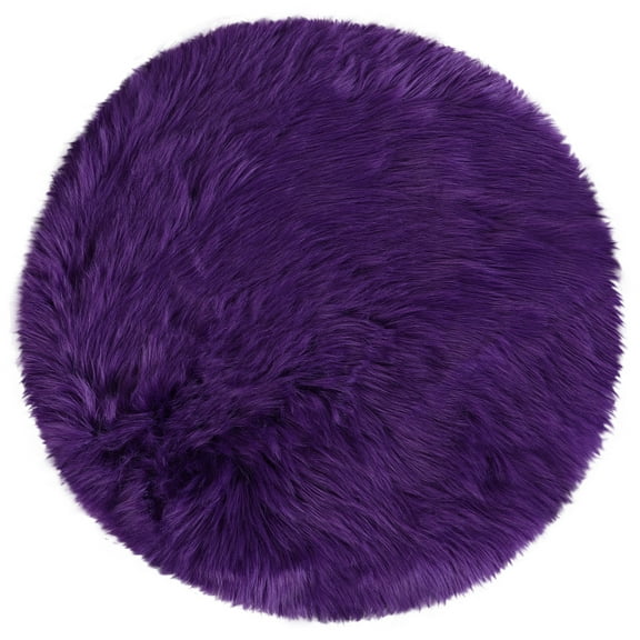 Unique Bargains Artificial Animal Wool Soft Faux Fur Sheepskin Plush Area Rug Purple 2x2 Feet Round