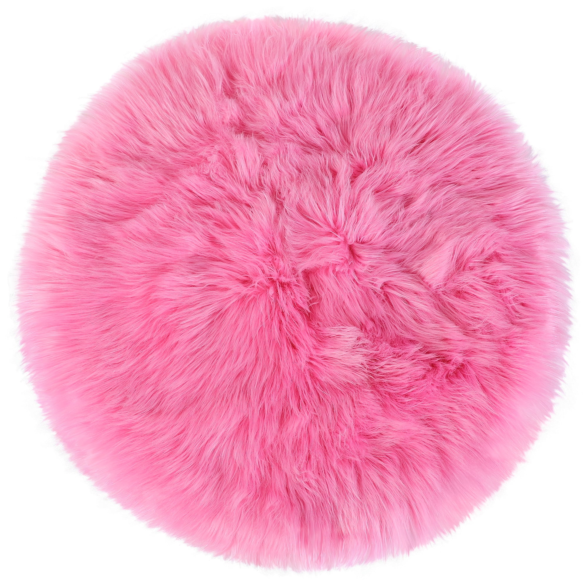 Unique Bargains Artificial Animal Wool Soft Faux Fur Sheepskin Plush Area Rug Rose Red 2x2 Feet Round
