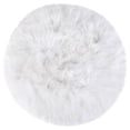 thumbnail image 1 of Unique Bargains Artificial Animal Wool Soft Faux Fur Sheepskin Plush Area Rug White 2x2 Feet Round, 1 of 8