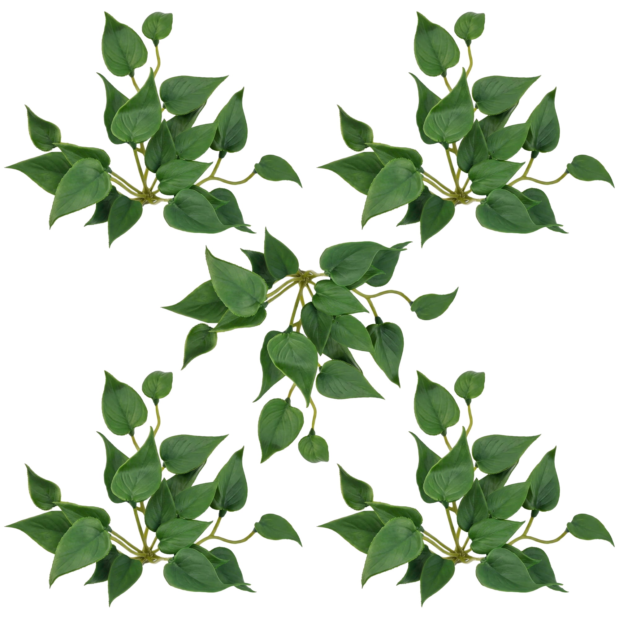Unique Bargains Artificial Anthurium Leaves Rubber Faux Greenery Stems Dark Green 6.7 in