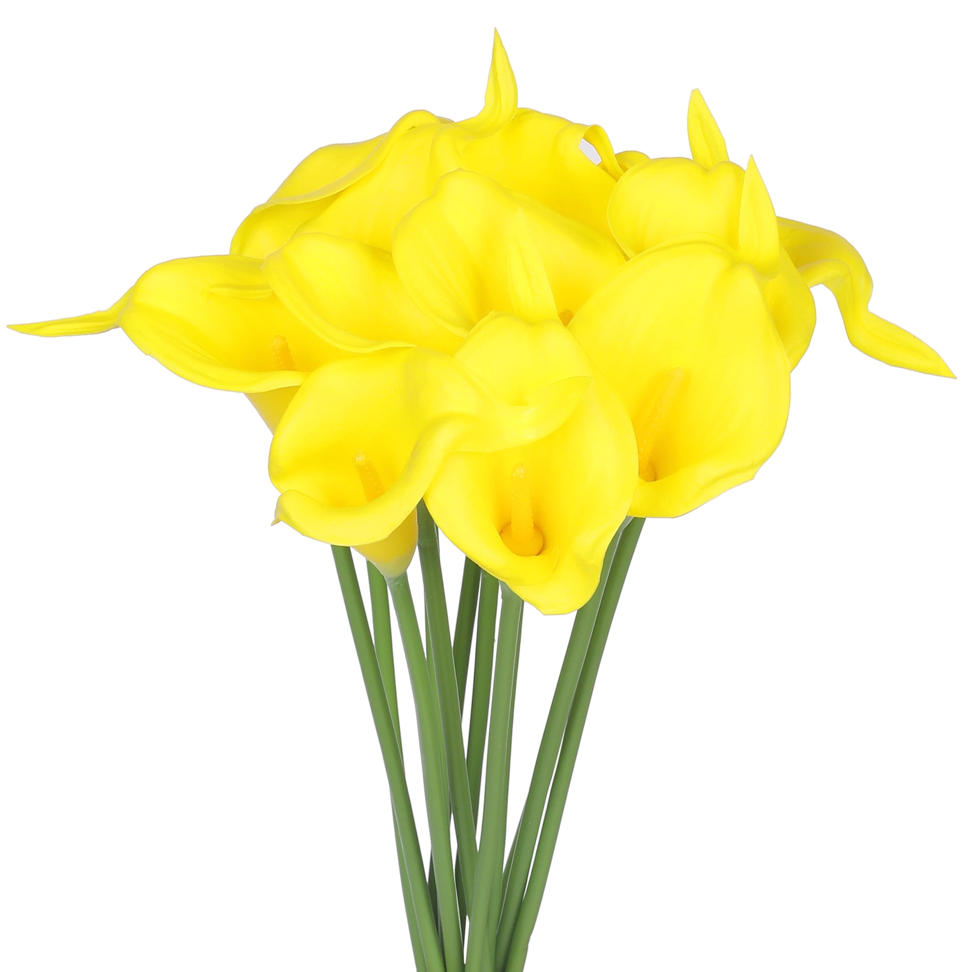 Unique Bargains Artificial Calla-Lily Flowers 12 Stem Bouquets Yellow