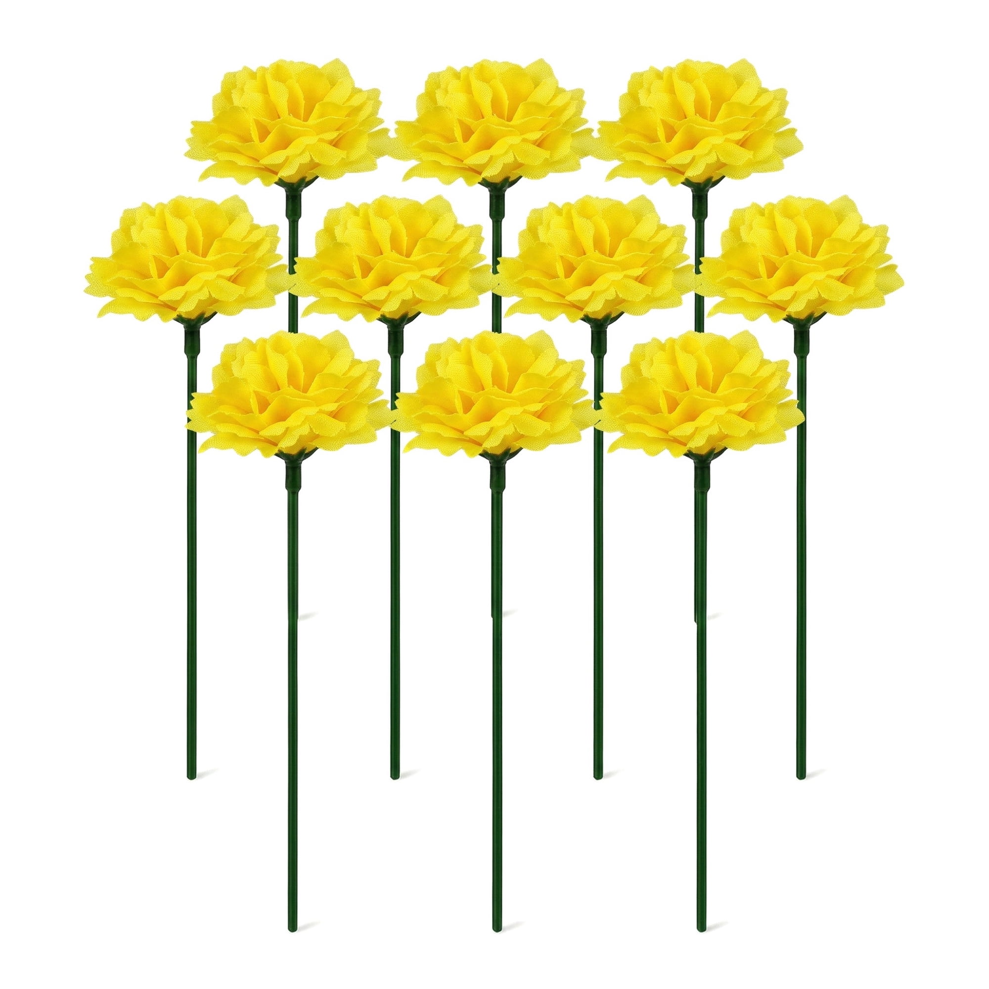 Unique Bargains Artificial Detachable Carnation Flowers Yellow 5.9"