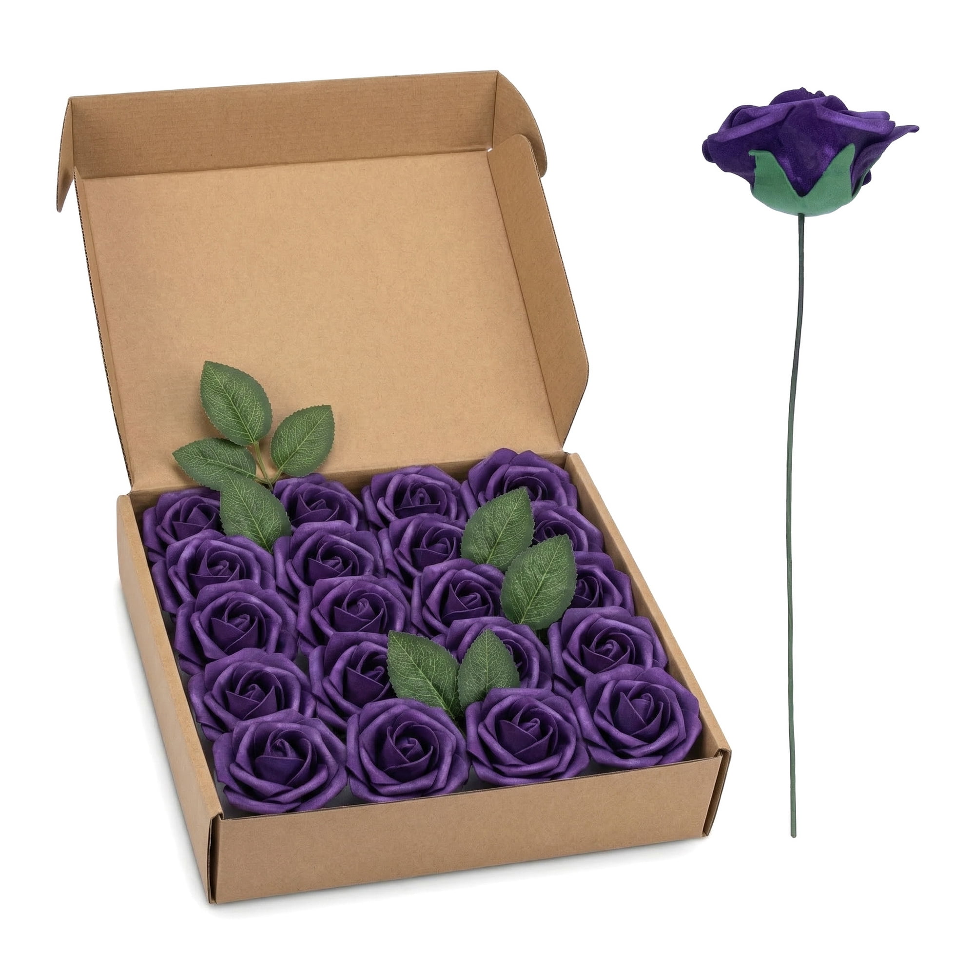 Unique Bargains Artificial Detachable Rose Silk Flower Dark Purple 7.1"