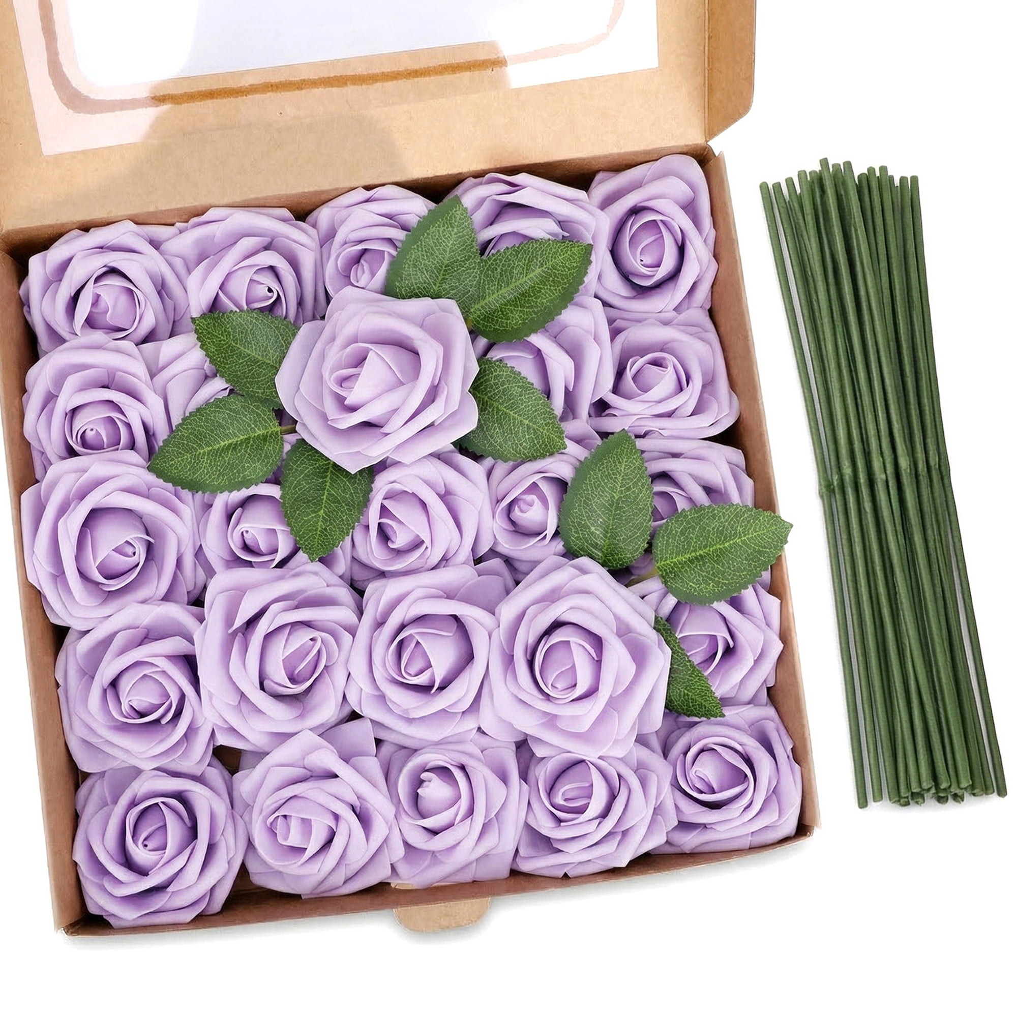 Unique Bargains Artificial Detachable Rose Silk Flower Light Purple 7.1"