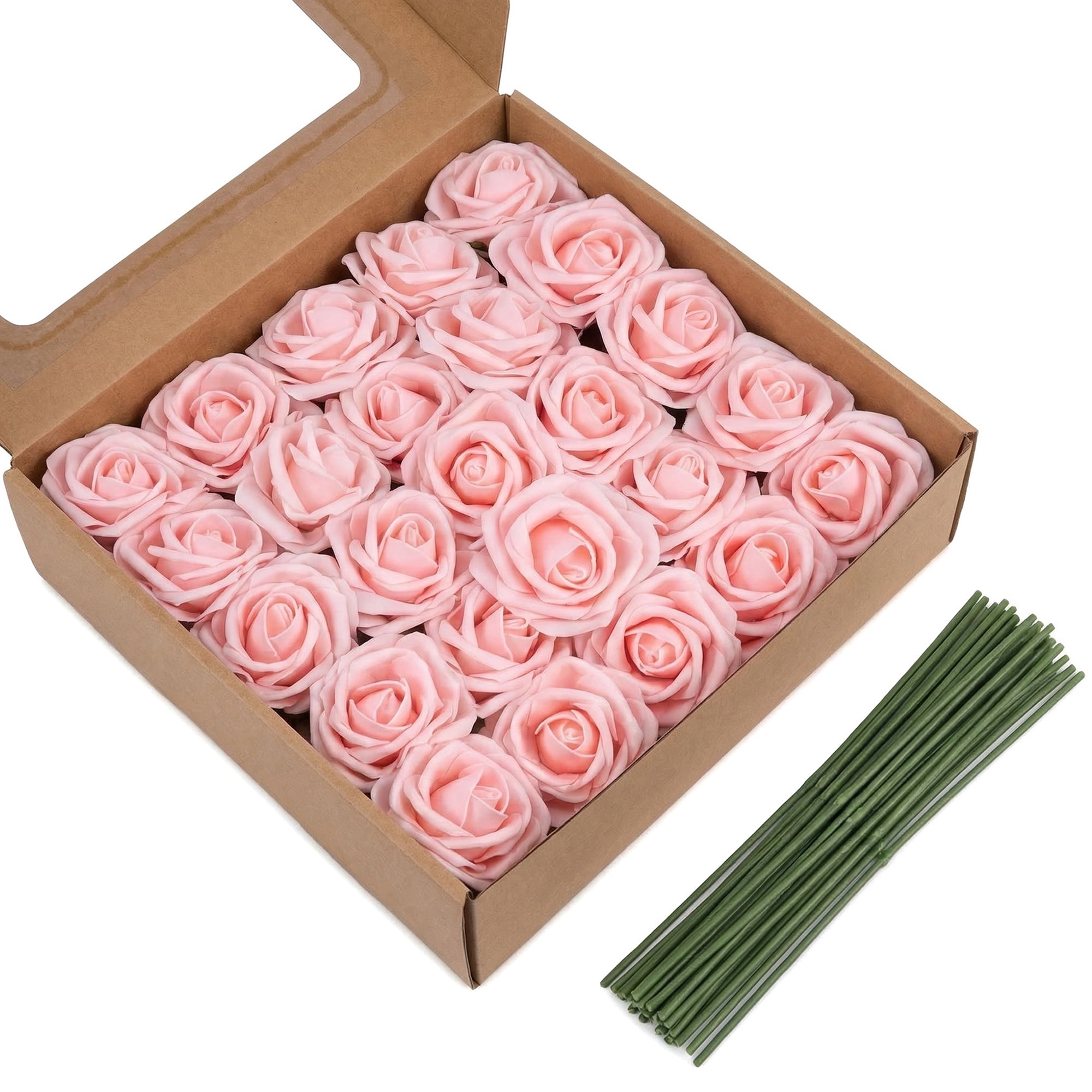 Unique Bargains Artificial Detachable Rose Silk Flower Pink 7.1"