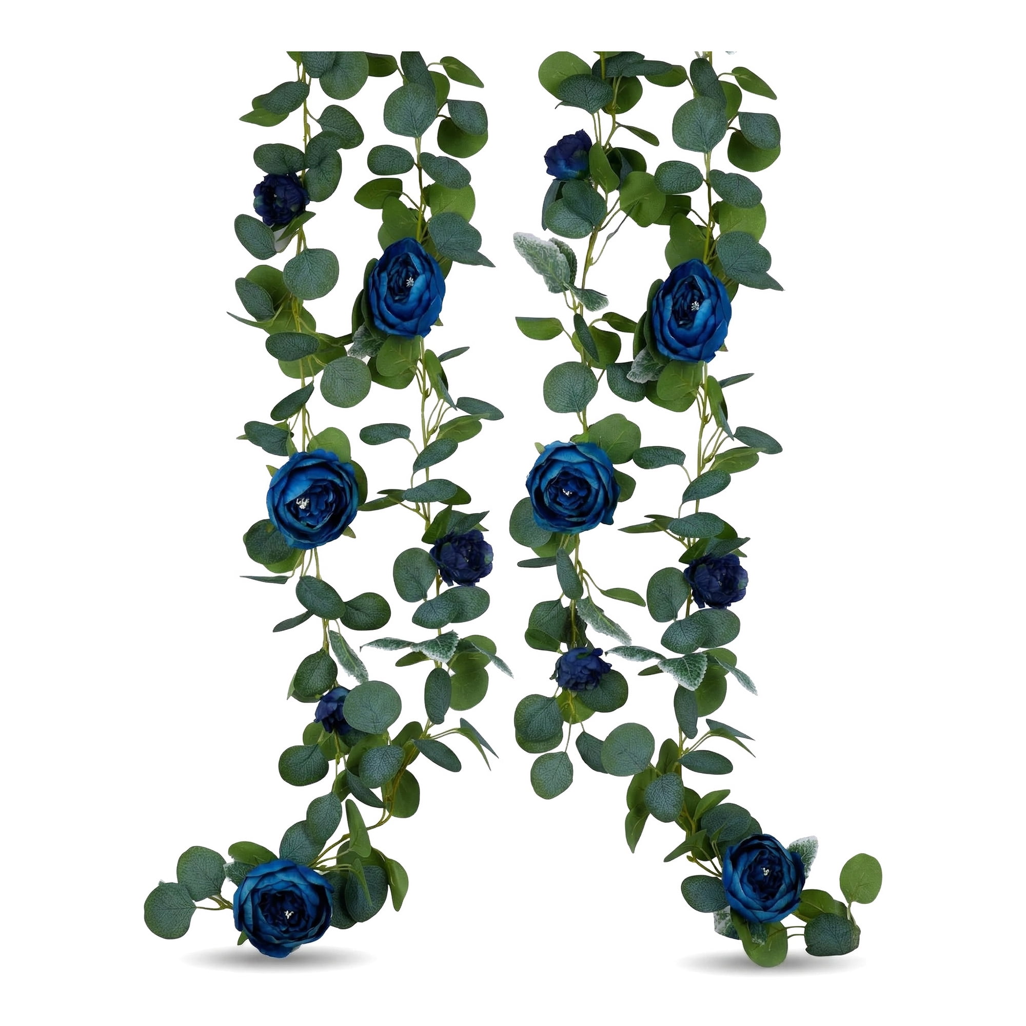 Unique Bargains Artificial Eucalyptus Garland Faux Flower Vine Blue 71inch