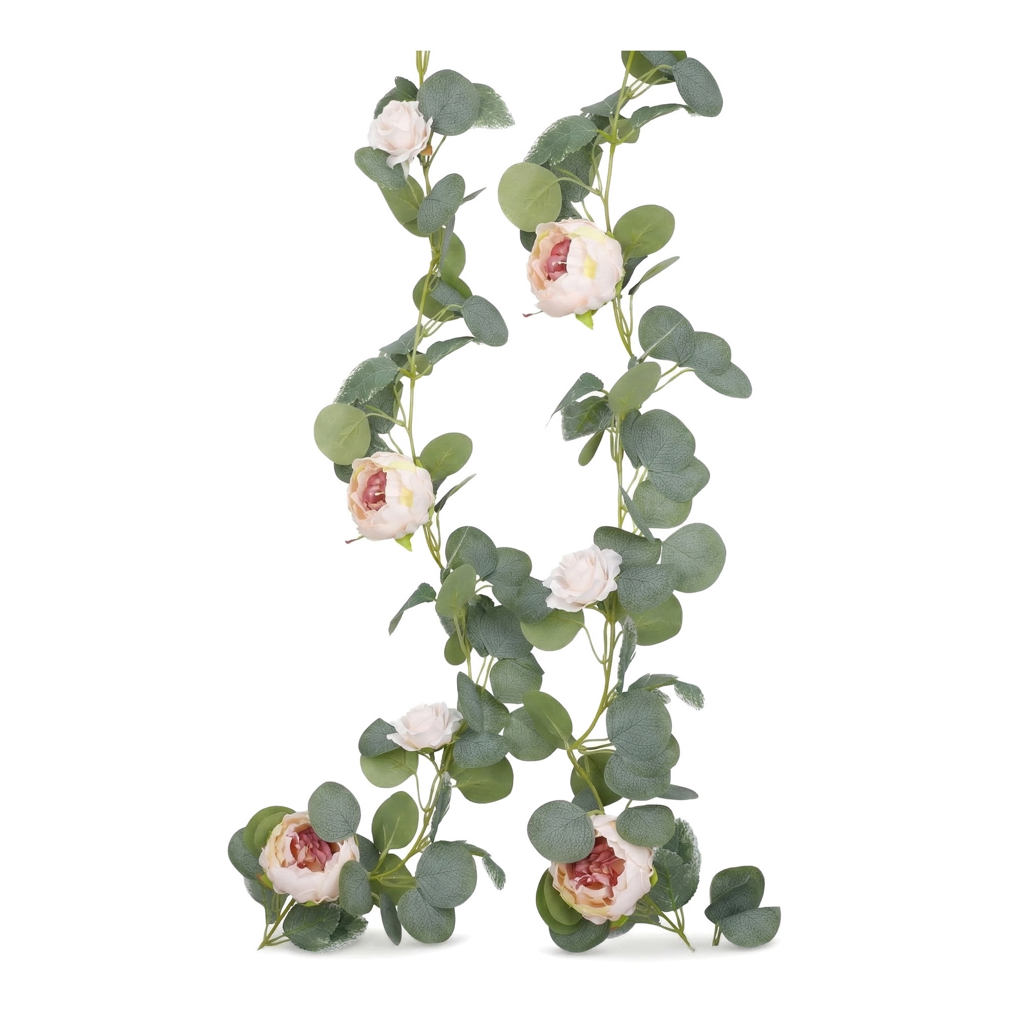 Unique Bargains Artificial Eucalyptus Garland Faux Flower Vine Champagne Pink 71inch