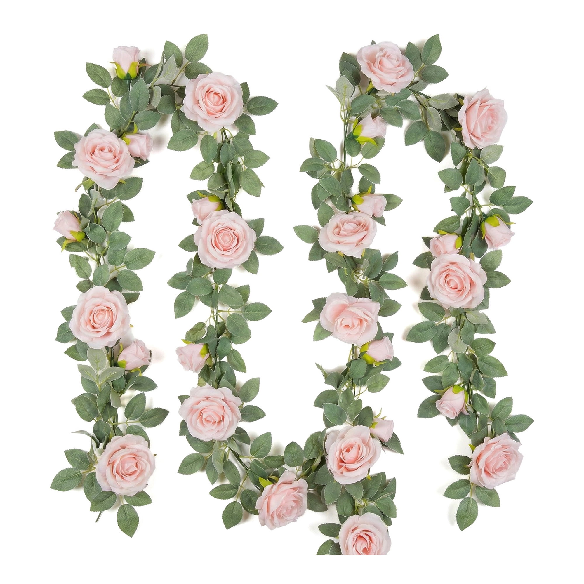 Unique Bargains Artificial Eucalyptus Garland Faux Flower Vine Rose Pink 71inch