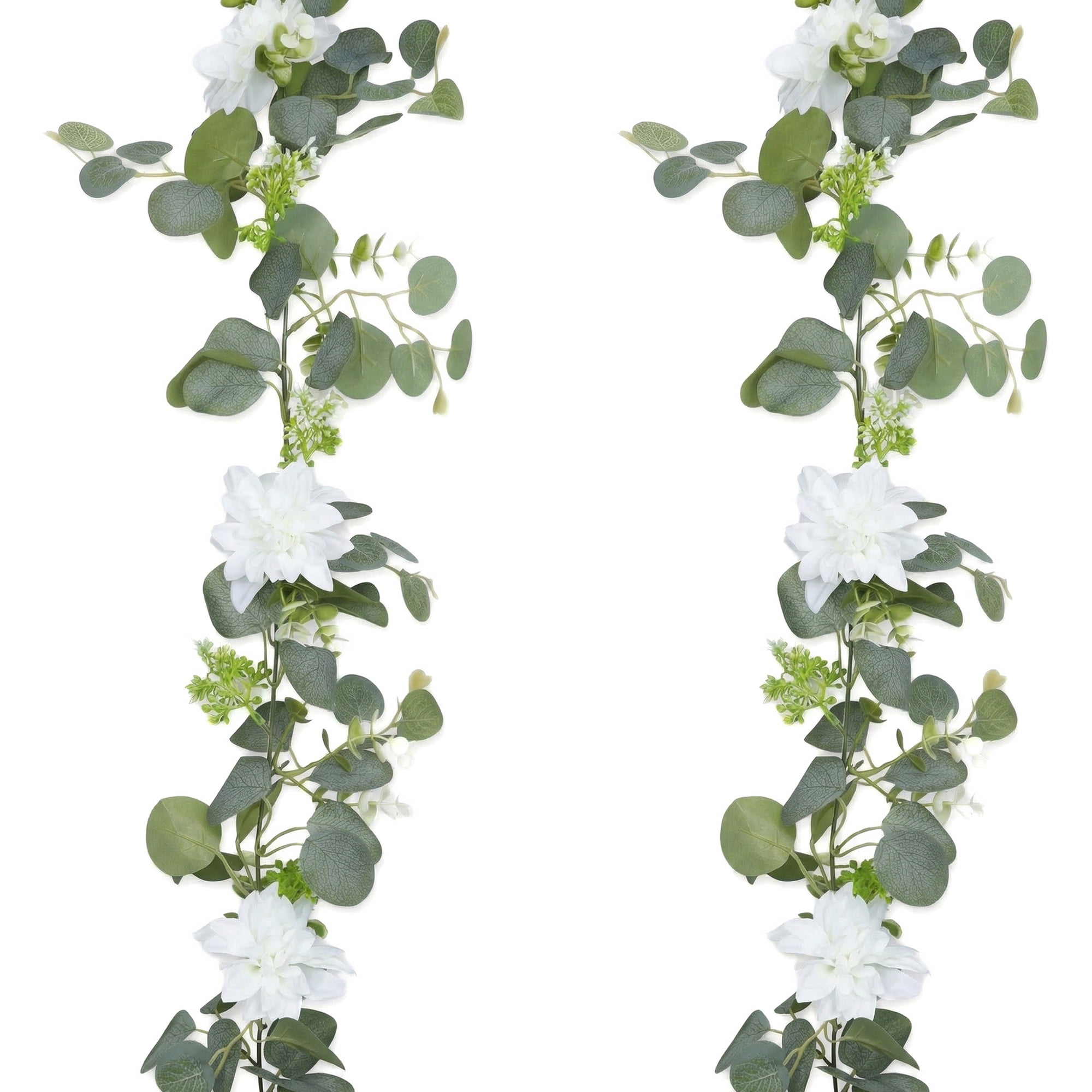 Unique Bargains Artificial Eucalyptus Garland Faux Greenery Vine Beige Flower 71inch