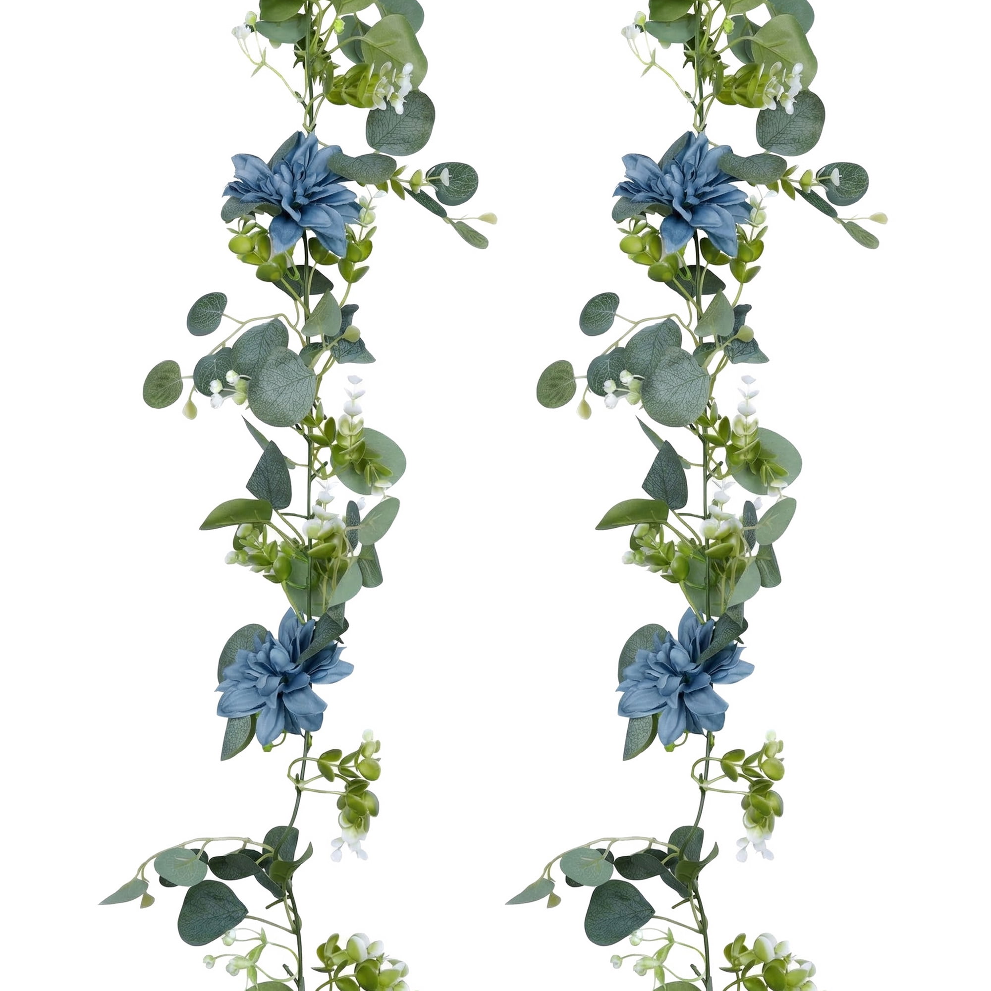 Unique Bargains Artificial Eucalyptus Garland Faux Greenery Vine Blue Flower 71inch