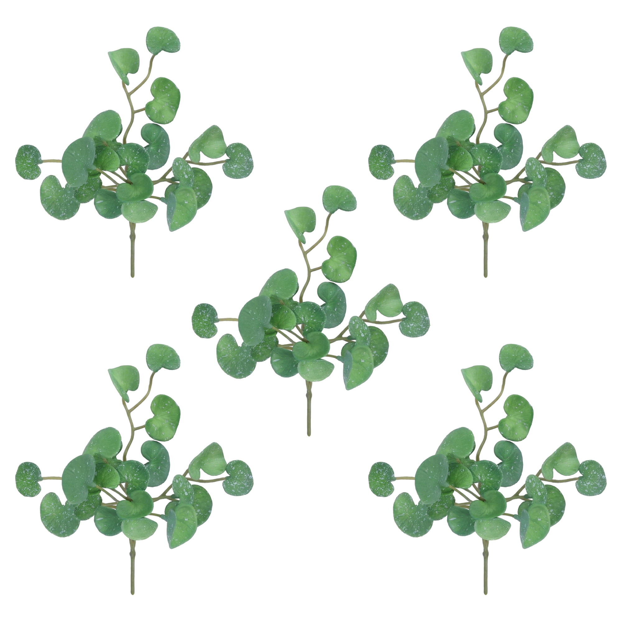 Unique Bargains Artificial Faux Pennywort Money Grass for Office White Spots Green 6.7 in