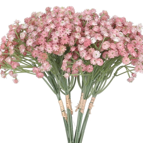 Unique Bargains Artificial Flowers 6Pcs Fake Flowers Bouquets Real Touch Bulk Bouquet Pink