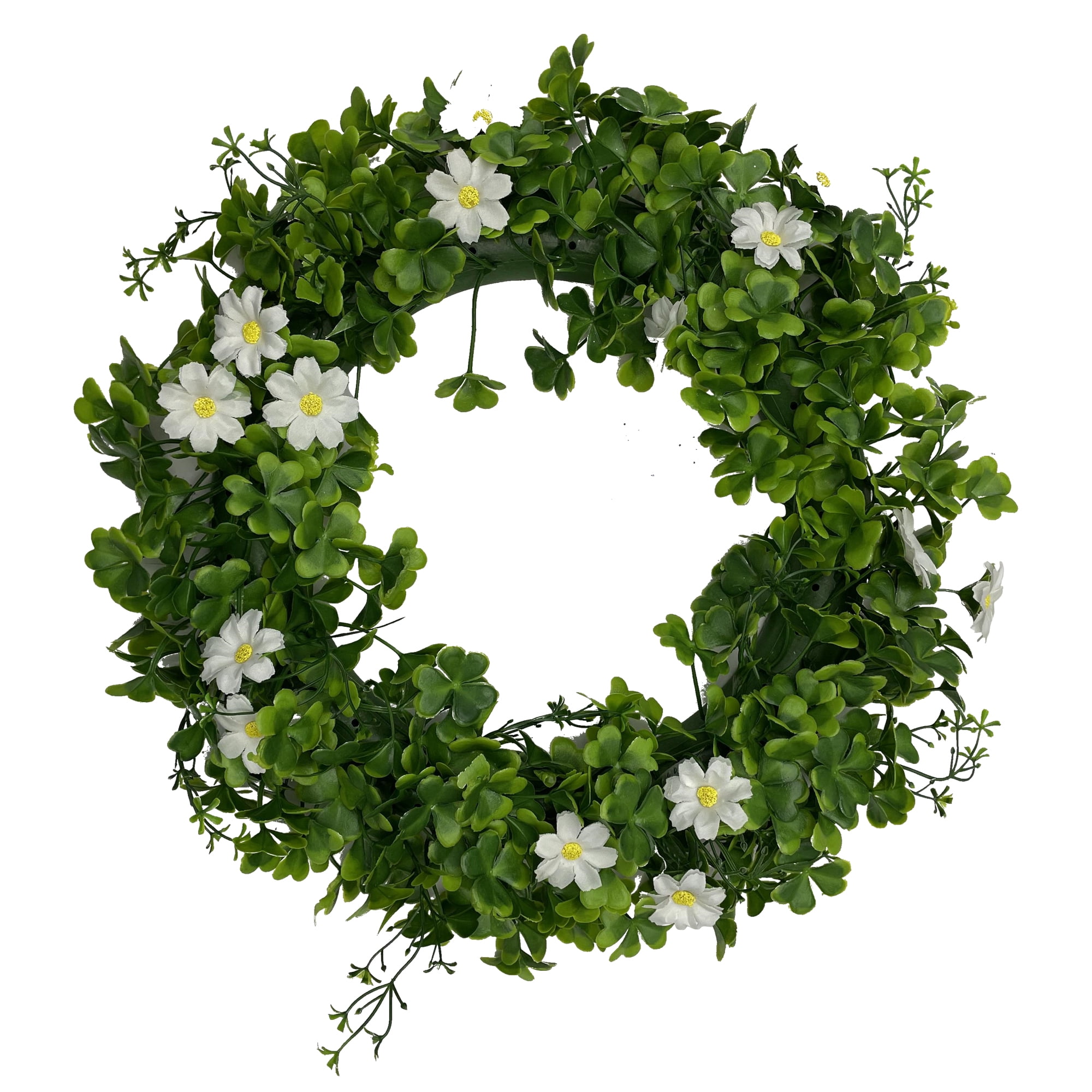 Unique Bargains Artificial Leaves Wreath Lucky Flower Wreaths for Front Door Green