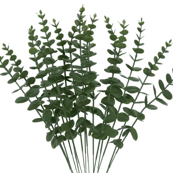 Unique Bargains Artificial Plants Stems Leaves Faux Greenery Branches for Home 15pk Green