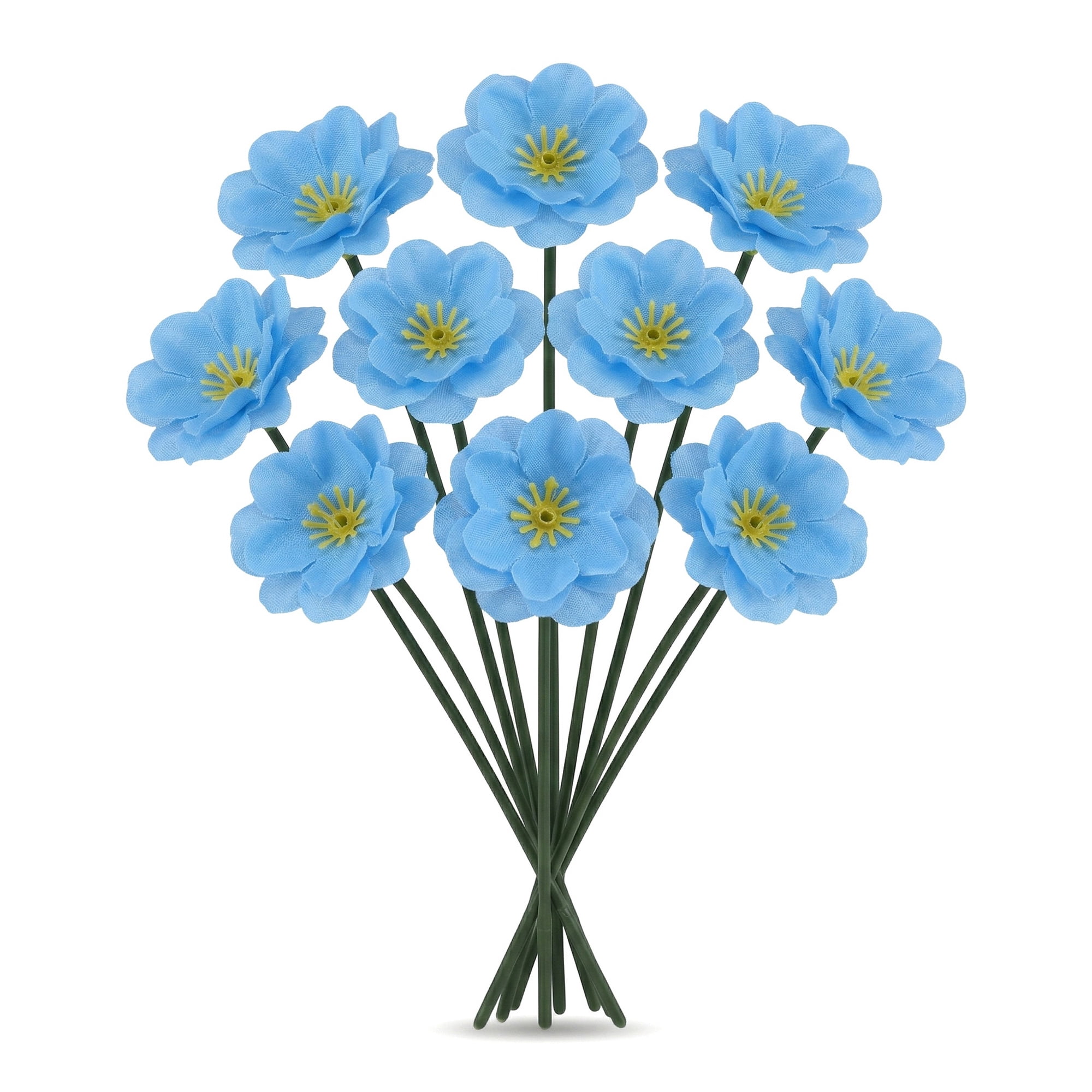Unique Bargains Artificial Plum Blossom Mini Bouquets Detachable Heads Light Blue 5.9 in