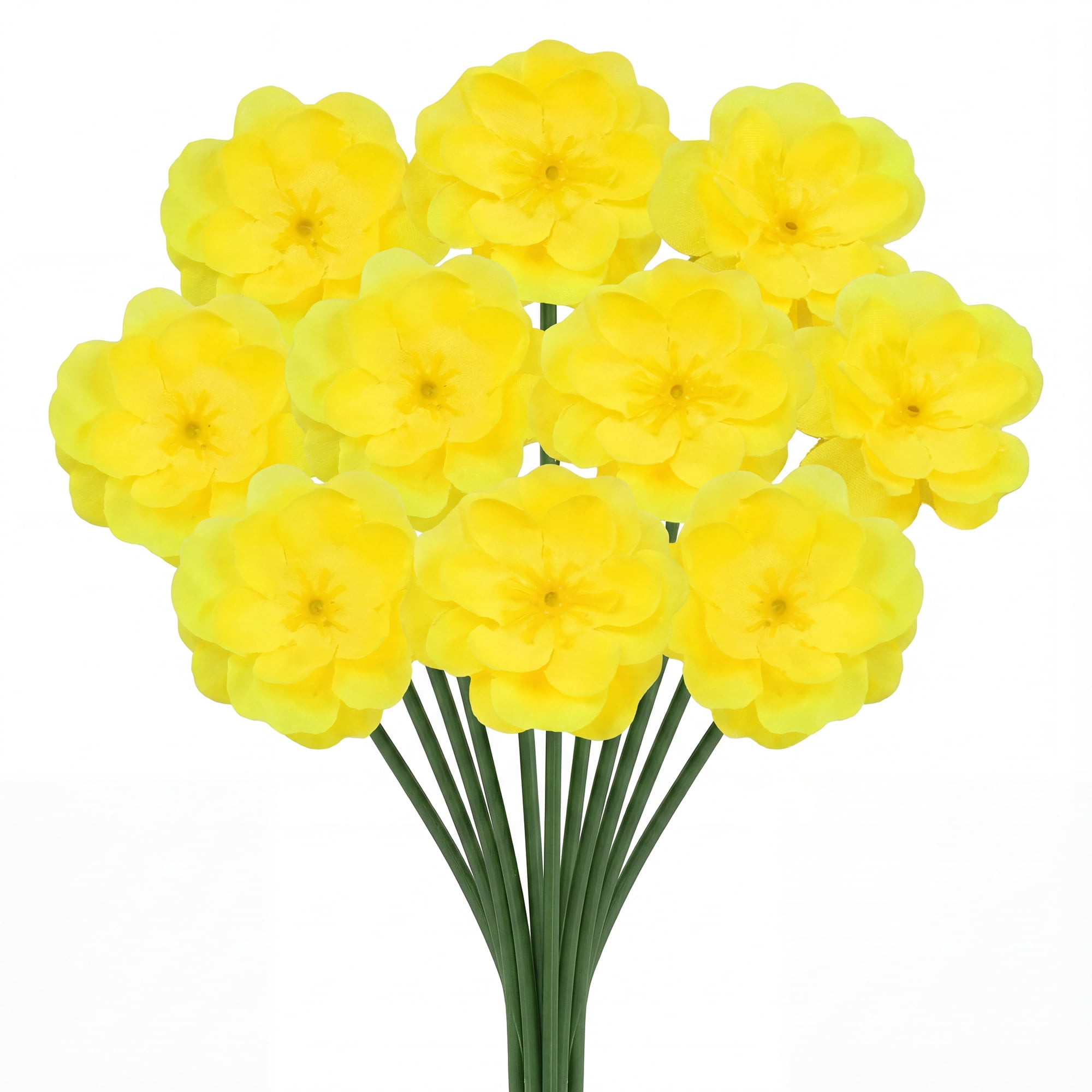 Unique Bargains Artificial Plum Craft Blossom Mini Bouquets Detachable Head Yellow 5.9 in