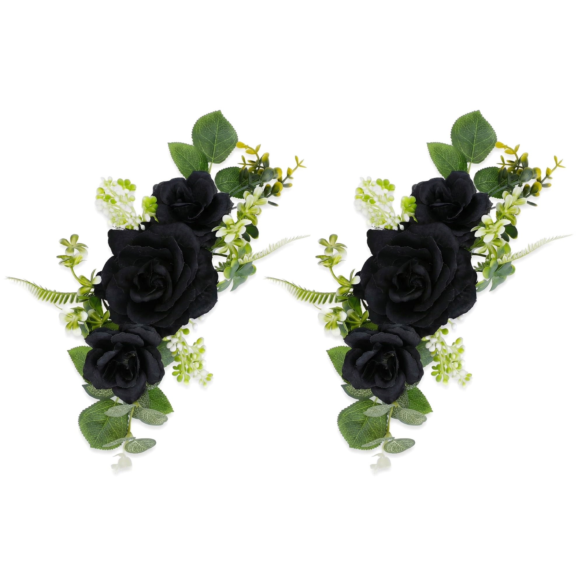 Unique Bargains Artificial Rose Bouquets Silk Flowers Black 13.0"