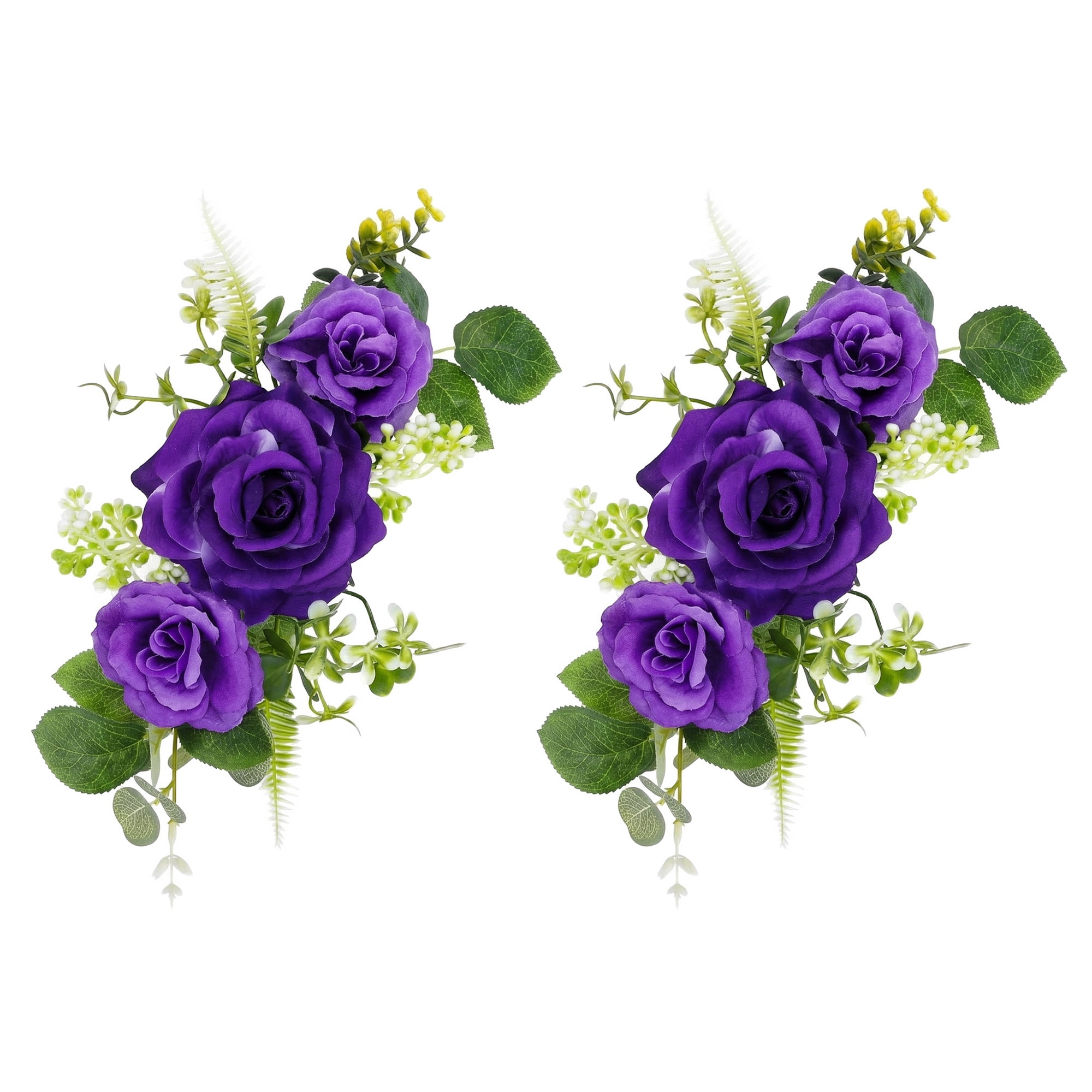 Unique Bargains Artificial Rose Bouquets Silk Flowers Purple 13.0"