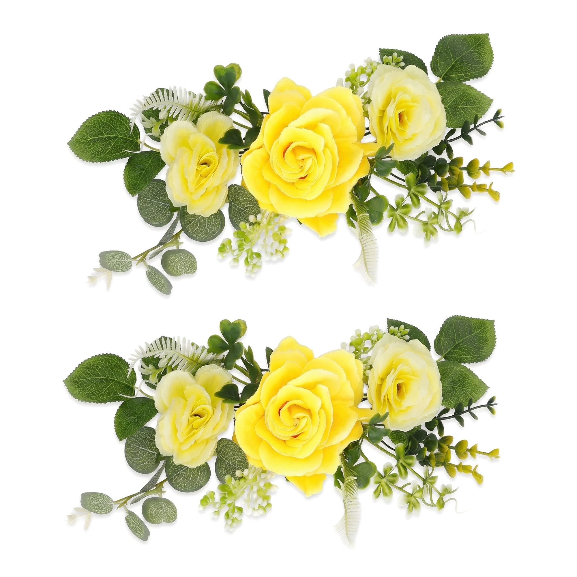 Unique Bargains Artificial Rose Bouquets Silk Flowers Yellow 13.0"