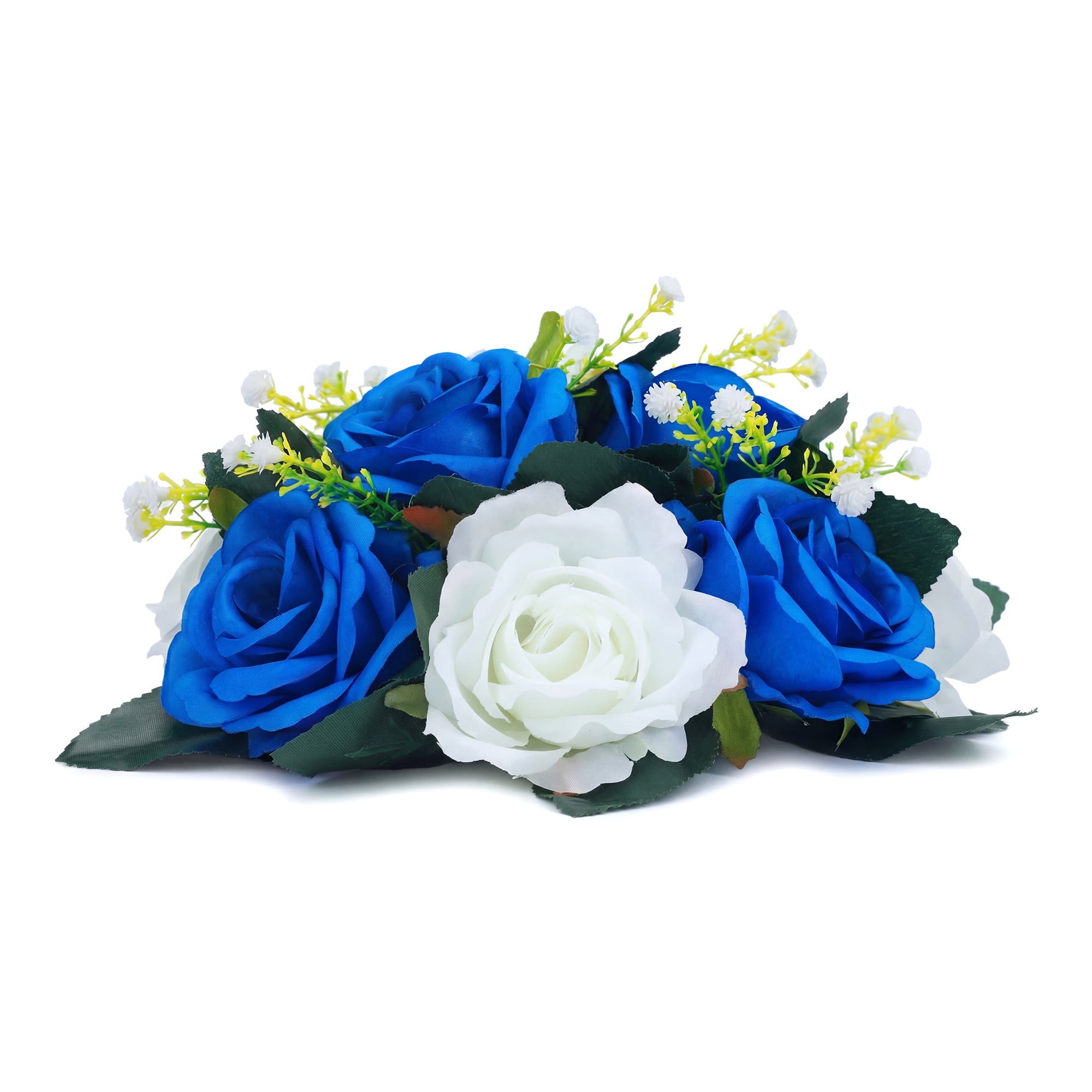 Unique Bargains Artificial Rose Flower Centerpiece Blue 4.7"