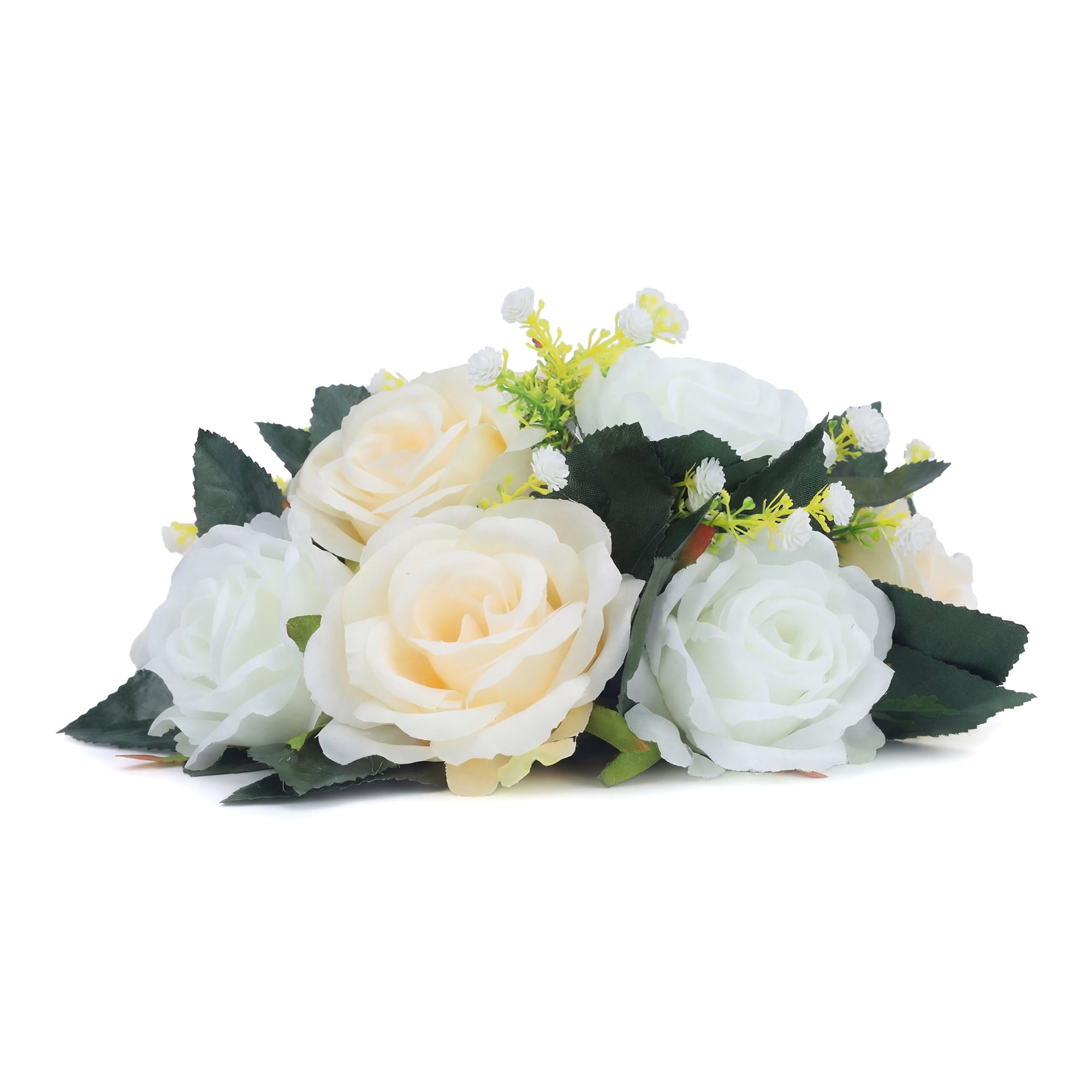 Unique Bargains Artificial Rose Flower Centerpiece Champagne 4.7"