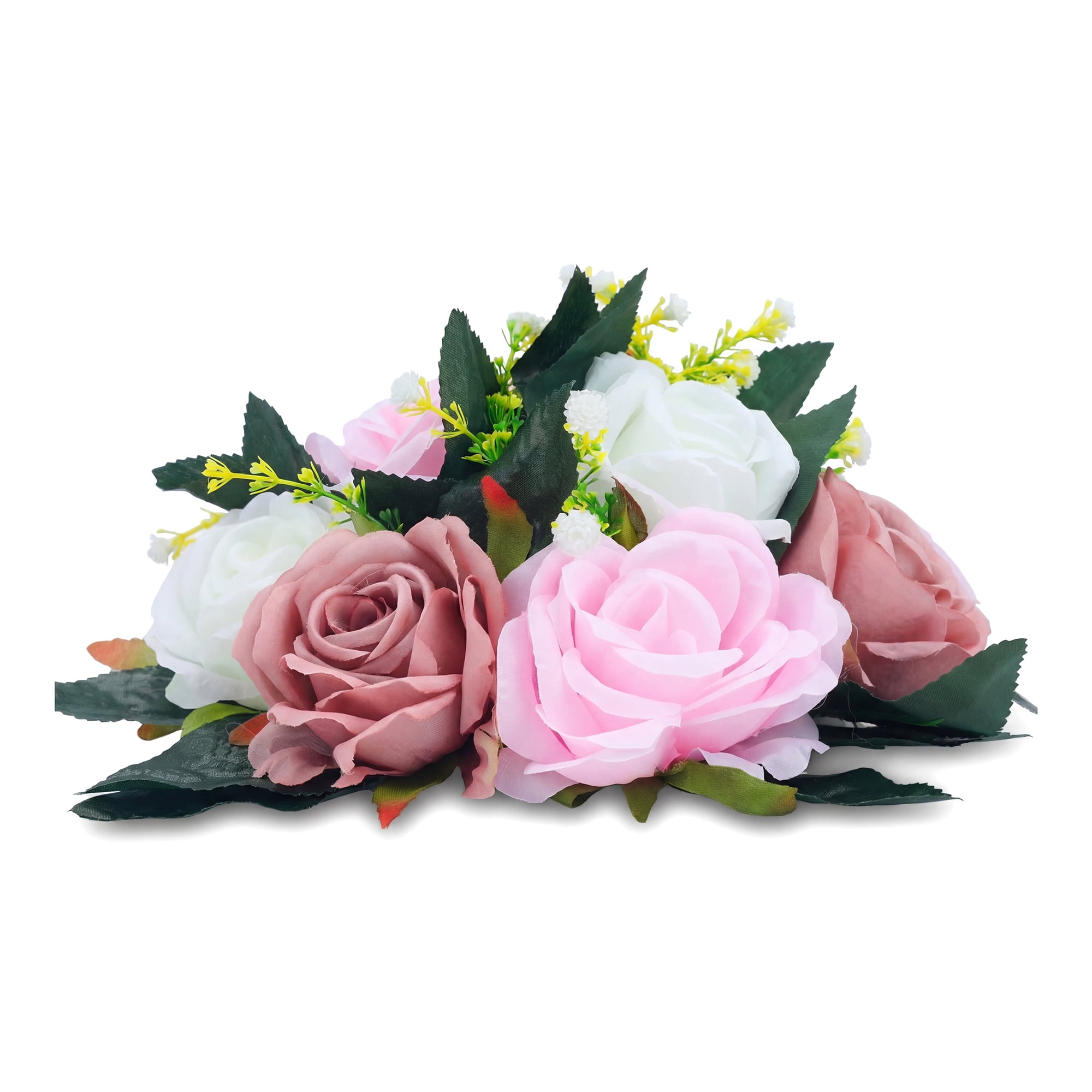 Unique Bargains Artificial Rose Flower Centerpiece Dark Pink 4.7"