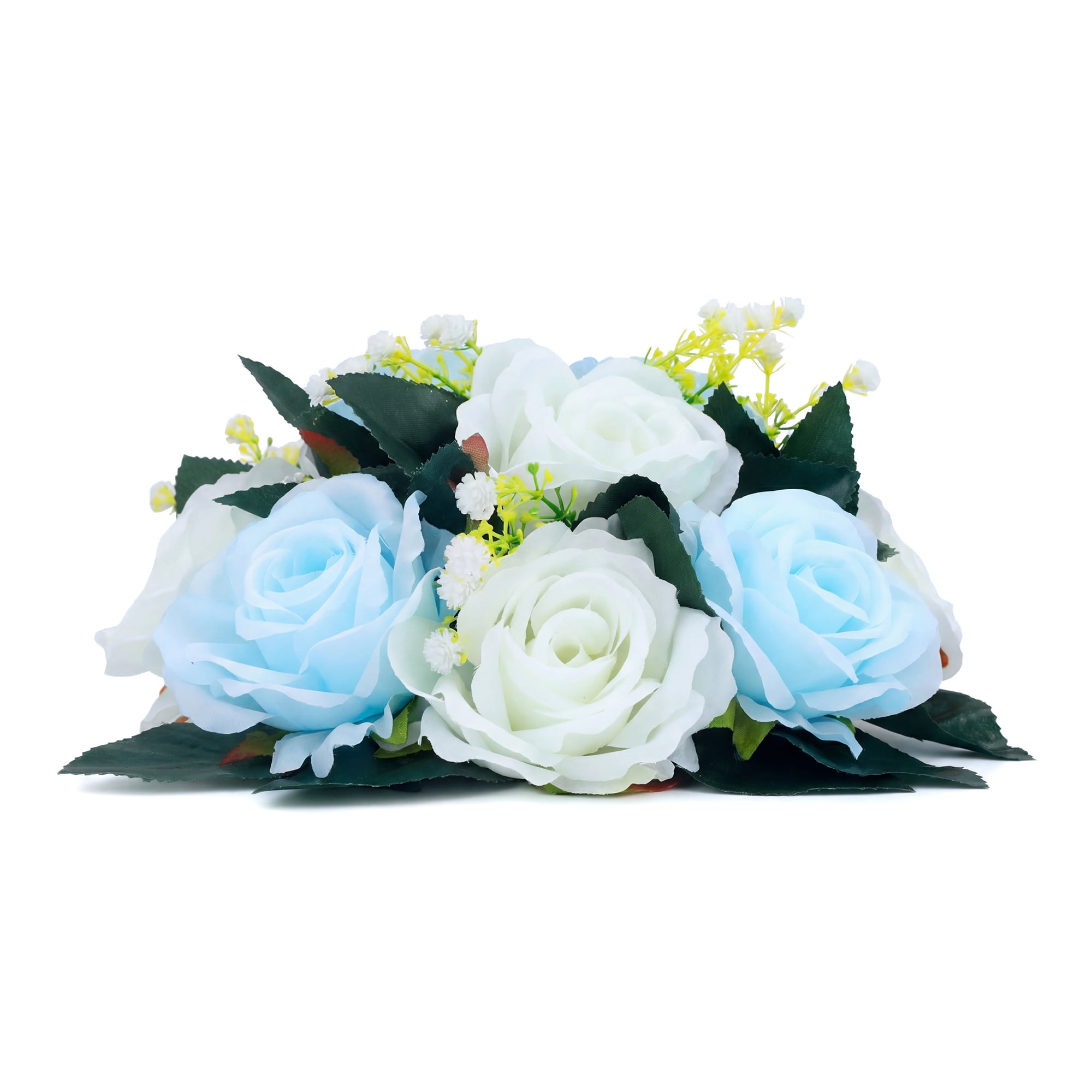Unique Bargains Artificial Rose Flower Centerpiece Sky Blue 4.7"