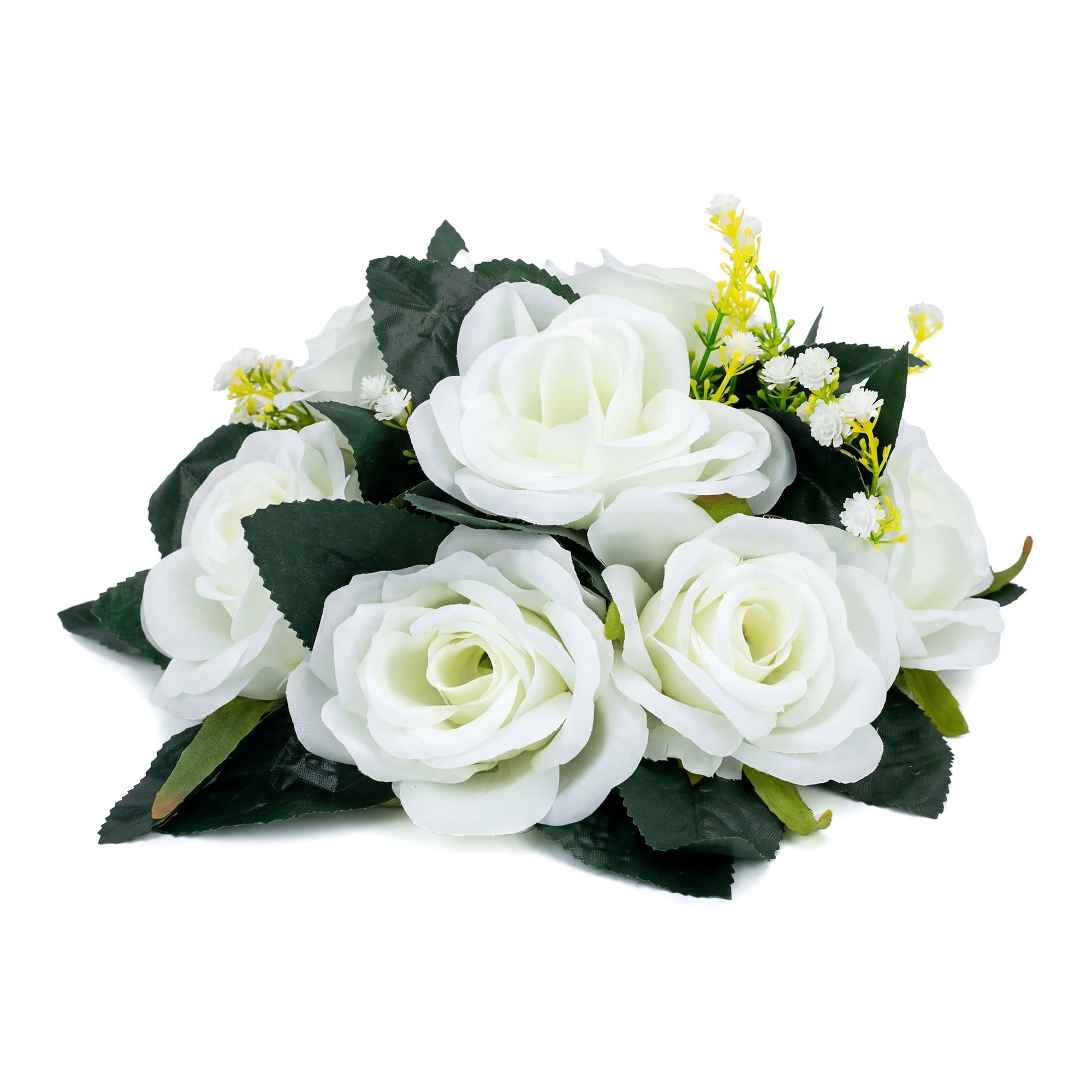 Unique Bargains Artificial Rose Flower Centerpiece White 4.7"