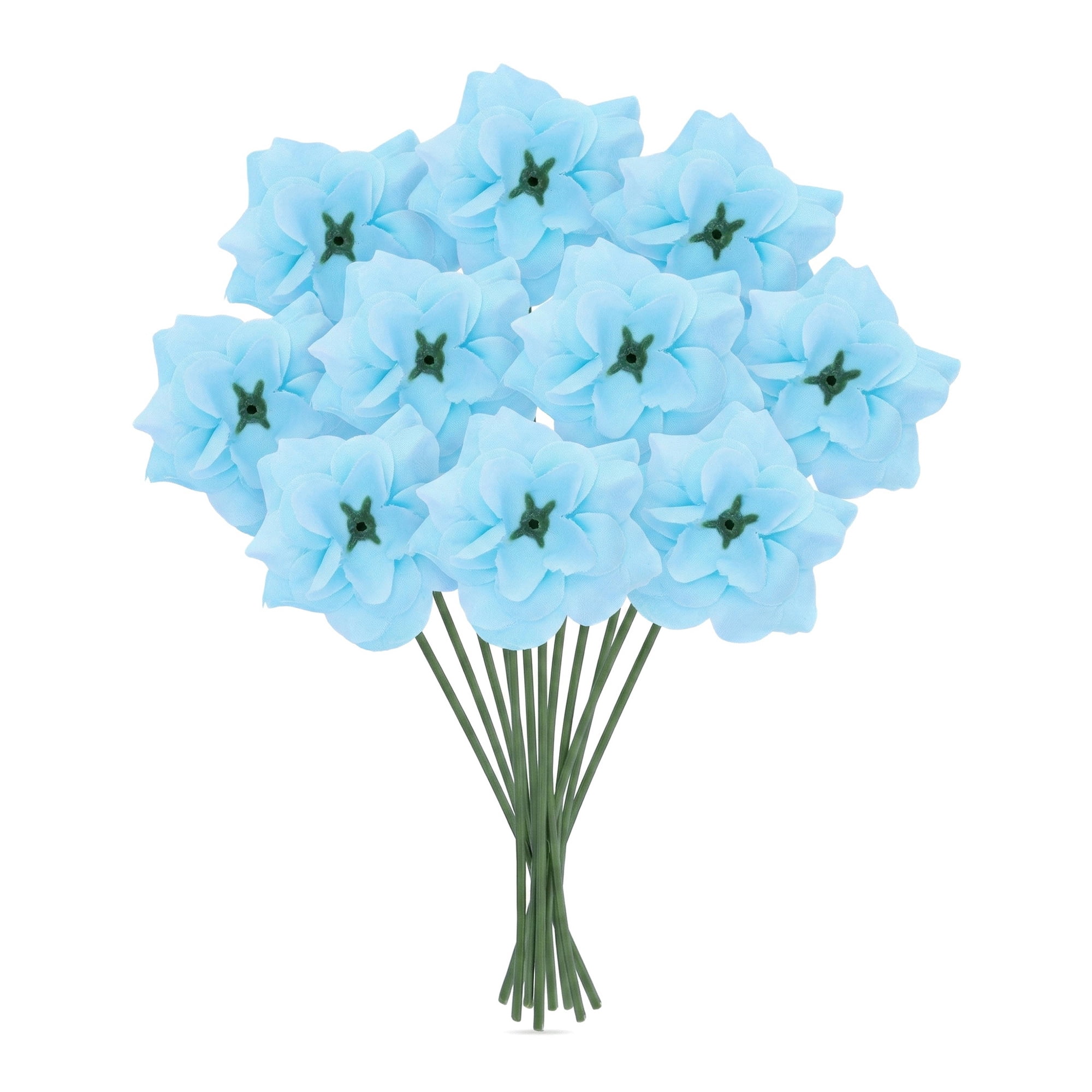 Unique Bargains Artificial Roses Silk Detachable Heads Flowers for Decor Blue 5.9 in