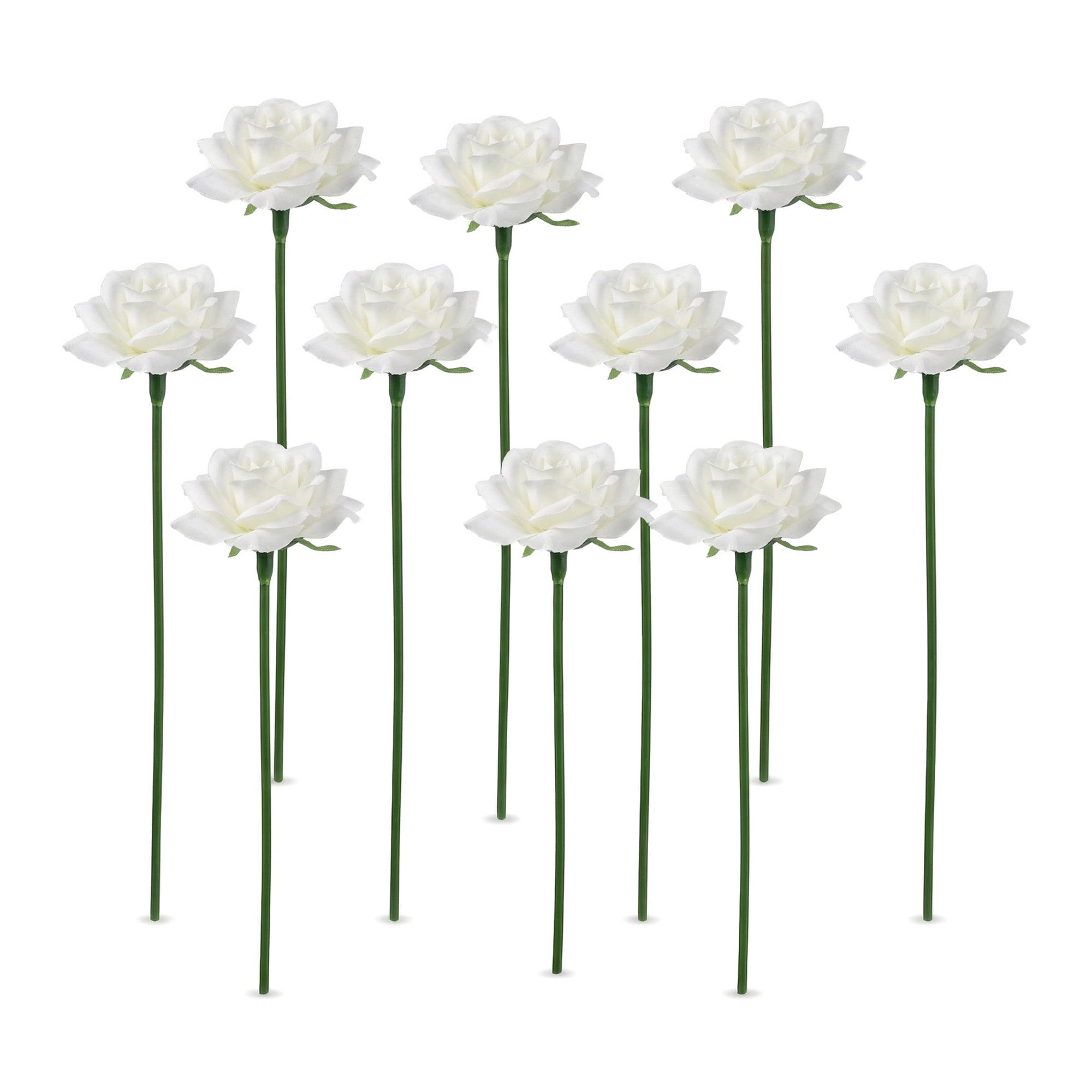 Unique Bargains Artificial Roses Silk Detachable Heads Flowers for Decor White 5.9 in