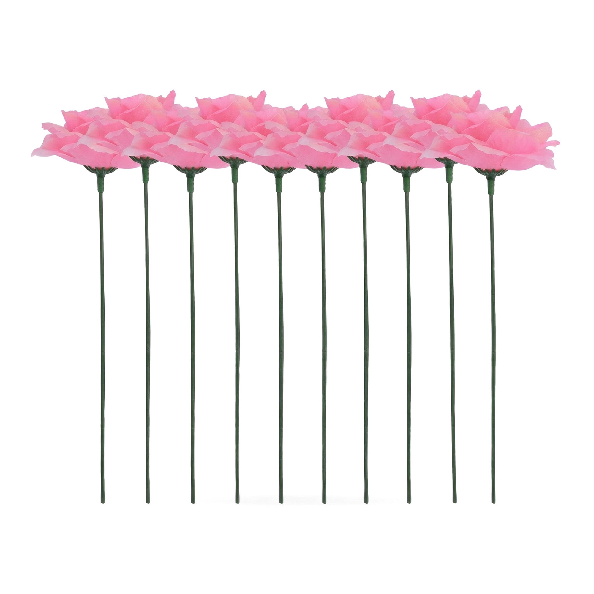 Unique Bargains Artificial Roses Silk Flowers with Detachable Heads Light Pink 5.9inch