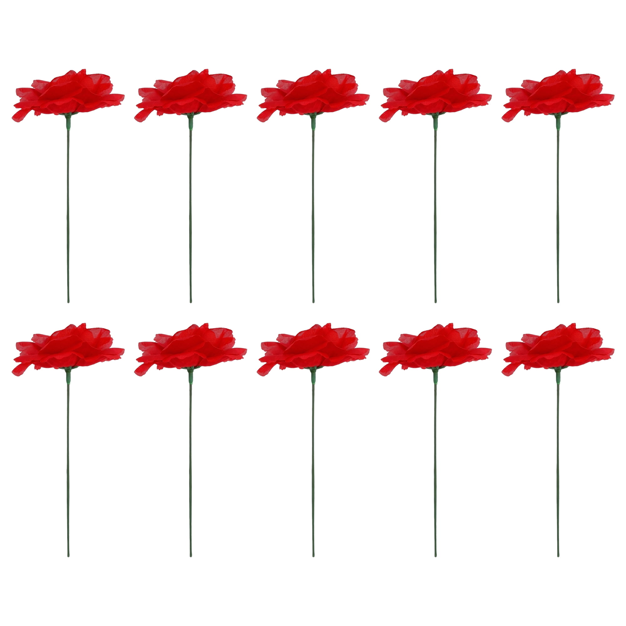 Unique Bargains Artificial Roses Silk Flowers with Detachable Heads Red 5.9inch