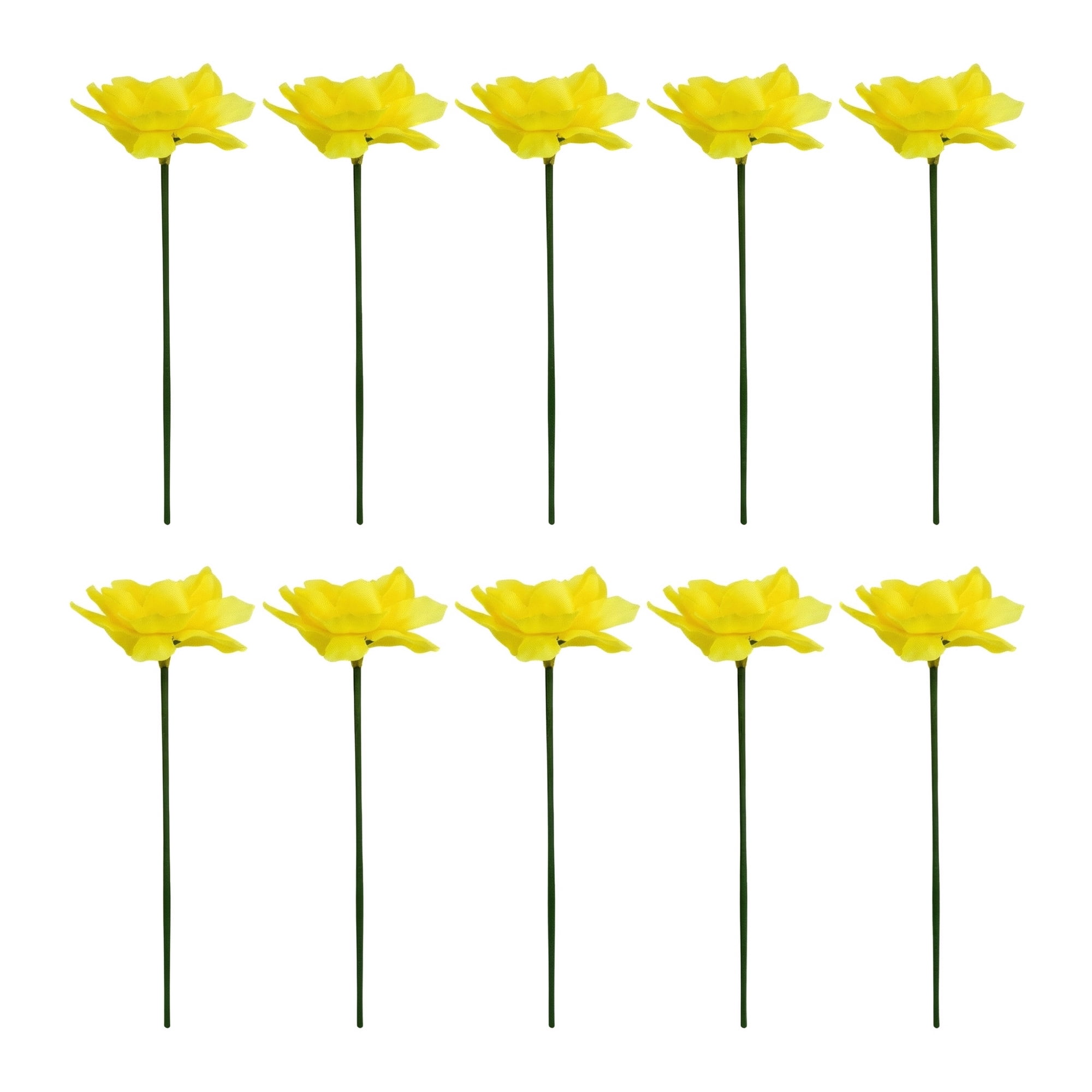 Unique Bargains Artificial Roses Silk Flowers with Detachable Heads Yellow 5.9inch
