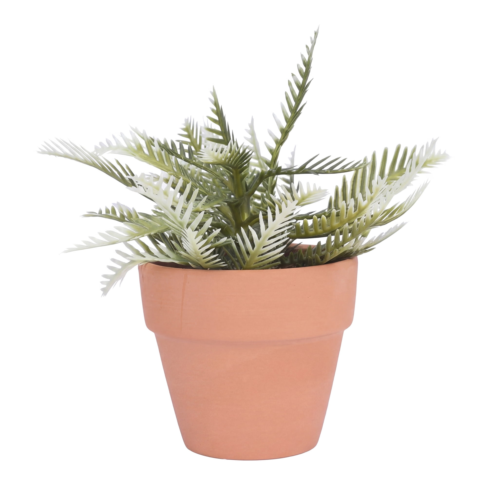 Unique Bargains Artificial Sago Palm Plant in Ceramic Pot Green And White 6.3"