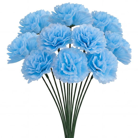 Unique Bargains Artificial Silk Carnation Bouquets with Detachable Heads Light Blue 5.9 in
