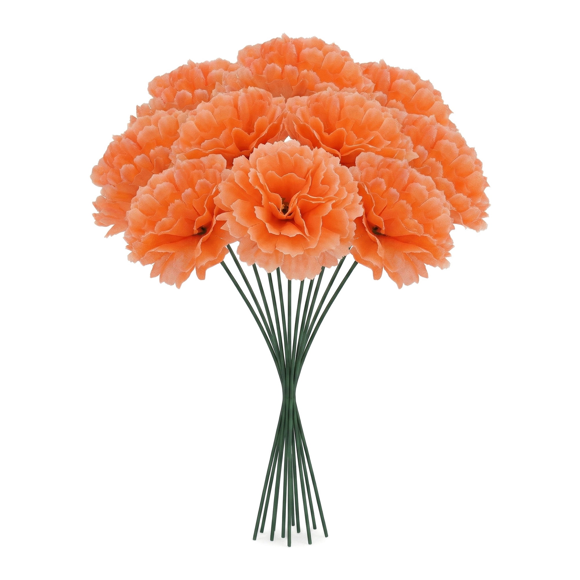 Unique Bargains Artificial Silk Carnation Bouquets with Detachable Heads Orange 5.9 in