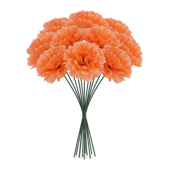 Unique Bargains Artificial Silk Carnation Bouquets with Detachable Heads Orange 5.9 in