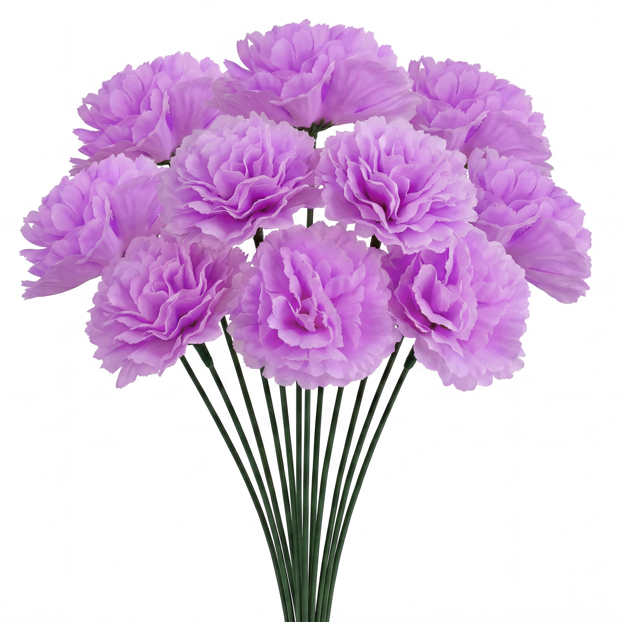 Unique Bargains Artificial Silk Carnation Bouquets with Detachable Heads Purple 5.9 in