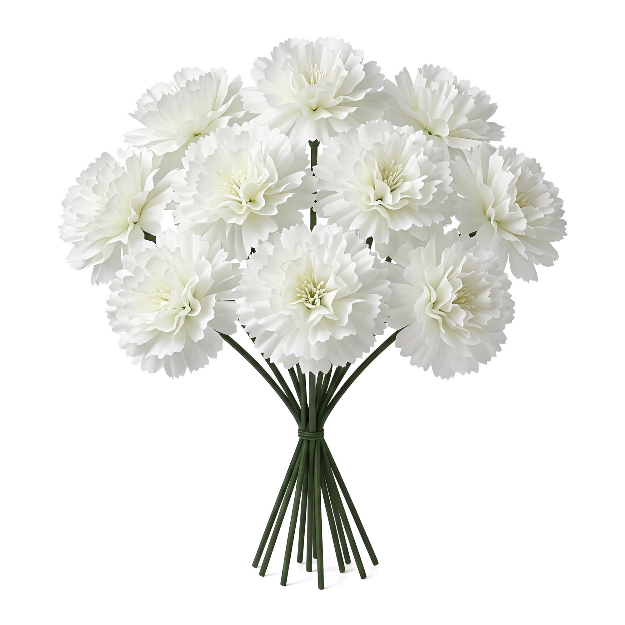 Unique Bargains Artificial Silk Carnation Bouquets with Detachable Heads White 5.9 in