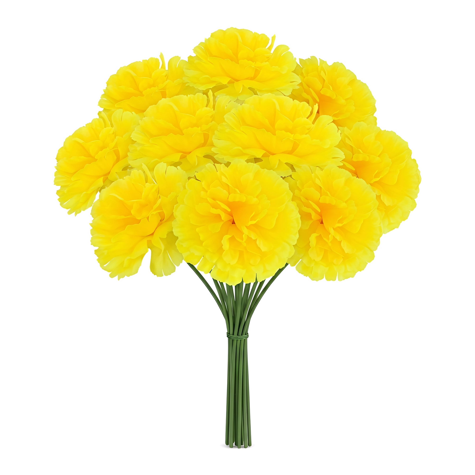 Unique Bargains Artificial Silk Carnation Bouquets with Detachable Heads Yellow 5.9 in