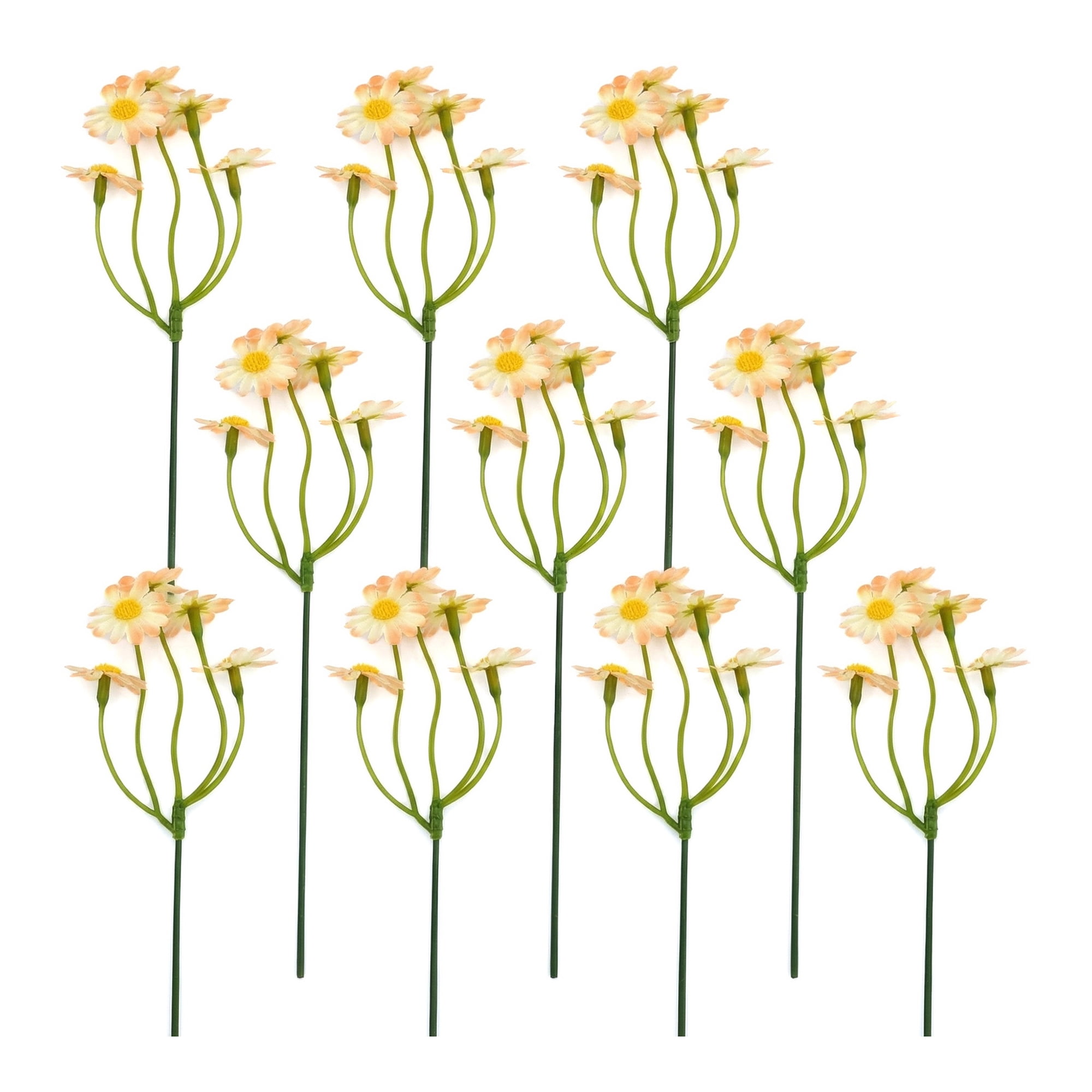 Unique Bargains Artificial Silk Daisies Faux Wildflower Orange Edge 8.7inch