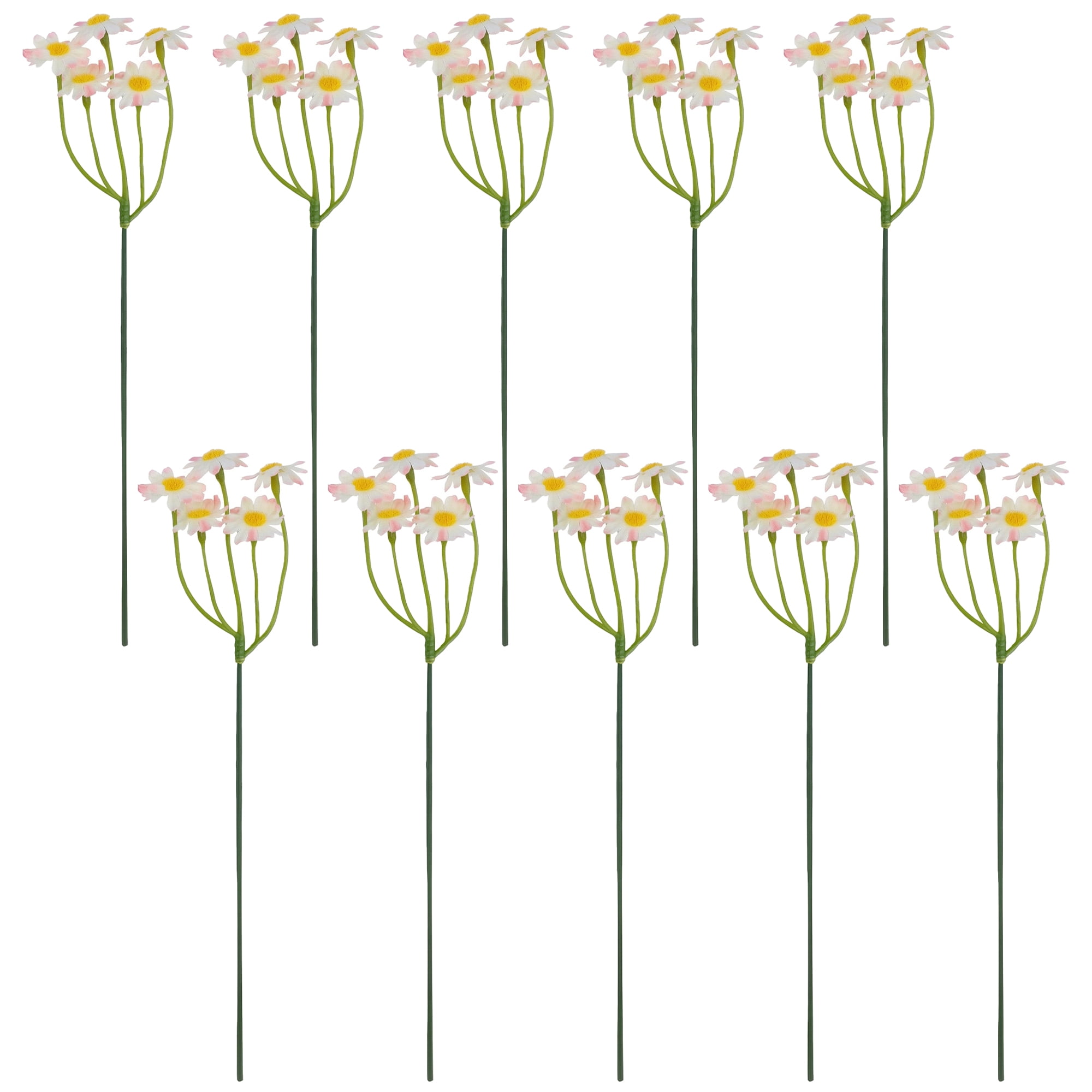Unique Bargains Artificial Silk Daisies Faux Wildflower Pink Edges 8.7inch