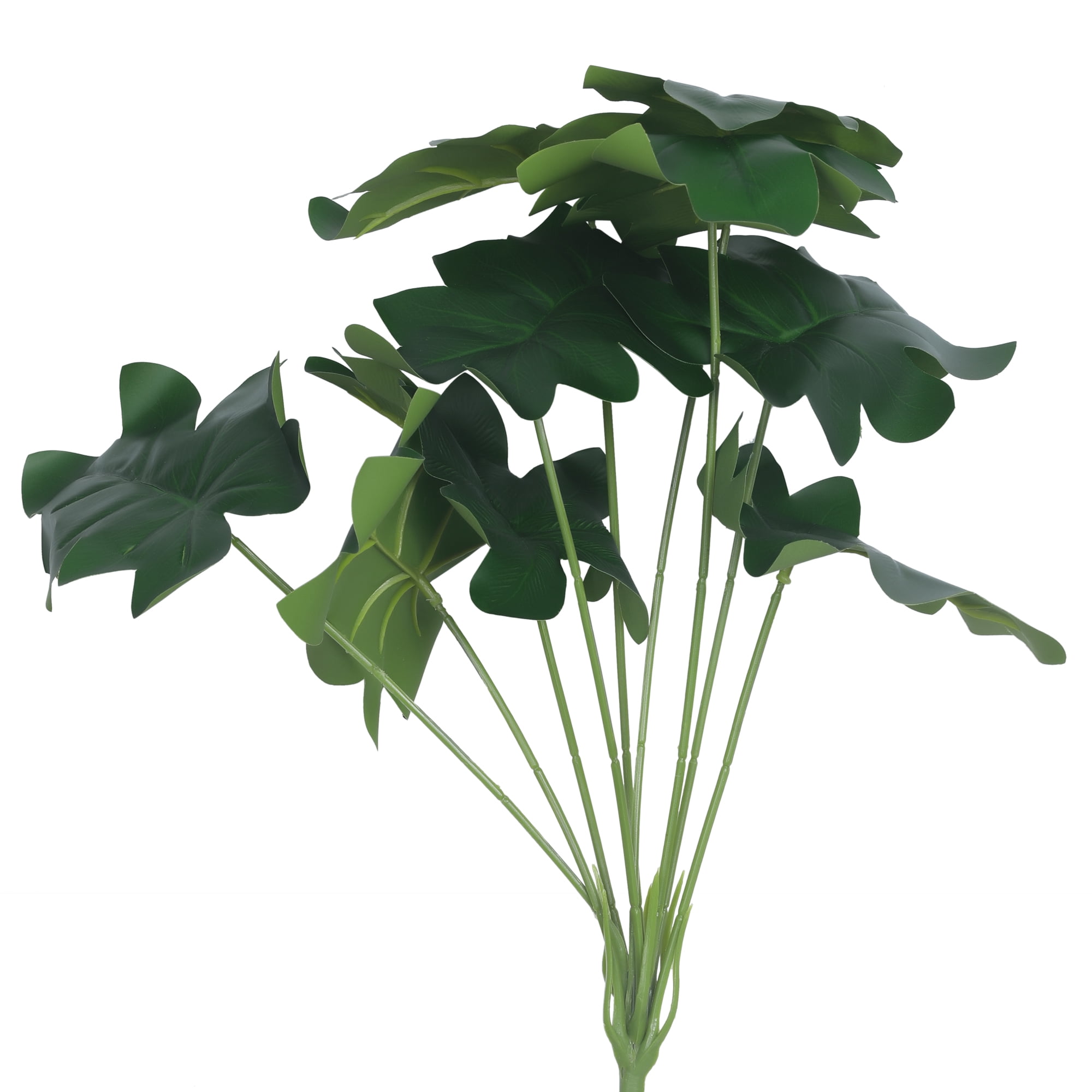 Unique Bargains Artificial Stems Leaves Fake Greenery Plants Faux Leaf Decor Green Arrowroot Leaves