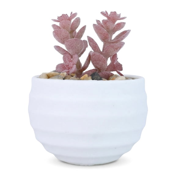 Unique Bargains Artificial Succulent Small Faux Greenery Jade Stem Light Pinkļ¼ 3.14in