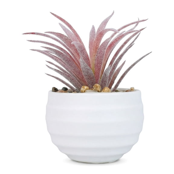 Unique Bargains Artificial Succulent Small Faux Greenery Spiky Aloe Dark Pink 3.14in